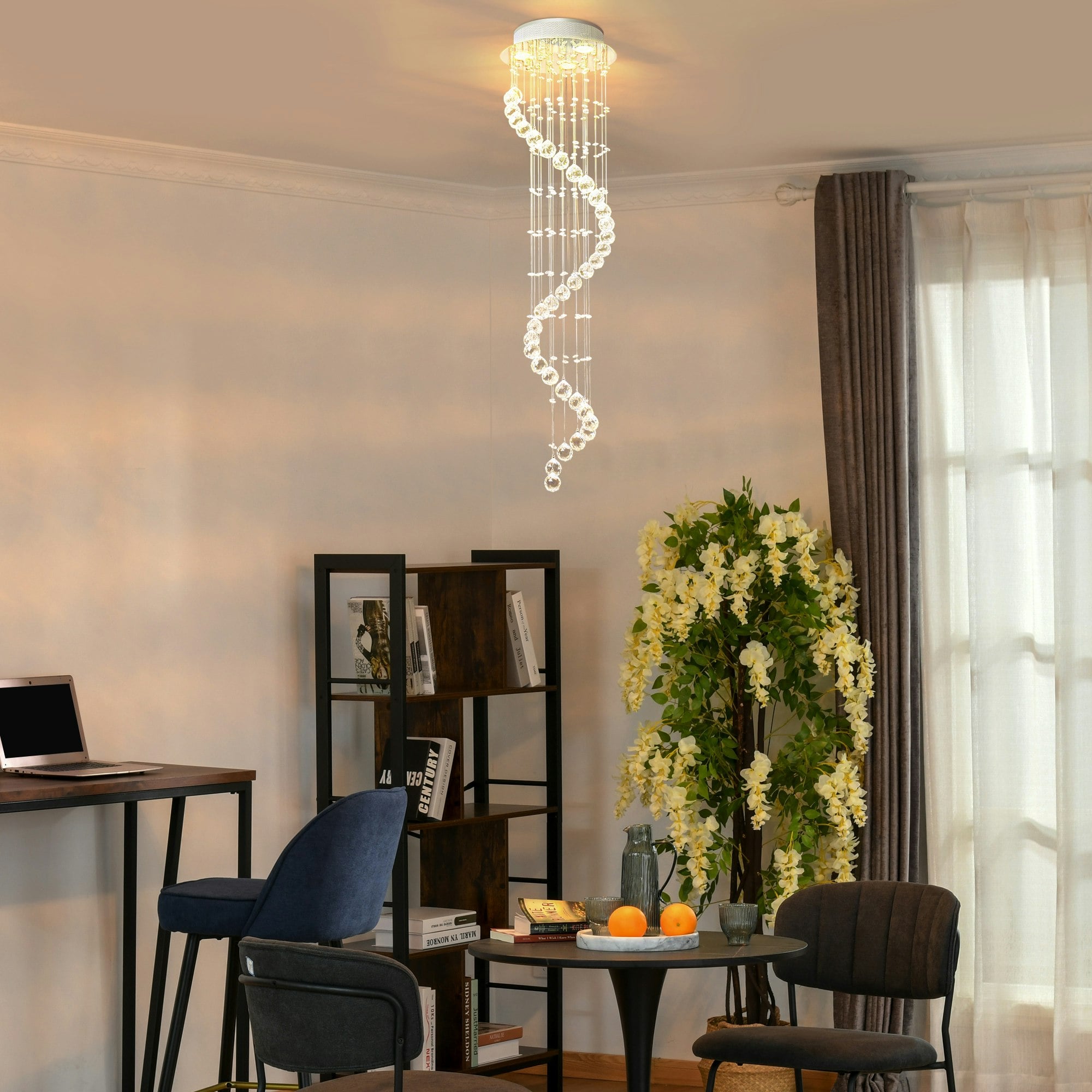 Rackhams Light Modern Crystal Droplet Ceiling Stainless Steel Bedroom Hallway