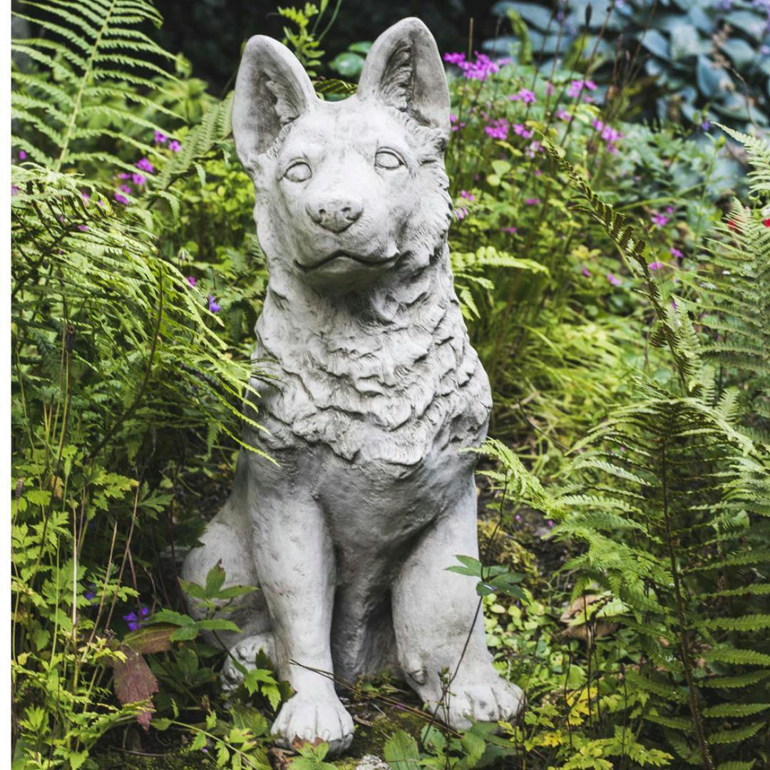 Osn Large Alsatian/German Shepherd Dog Stone Cast Garden Ornament