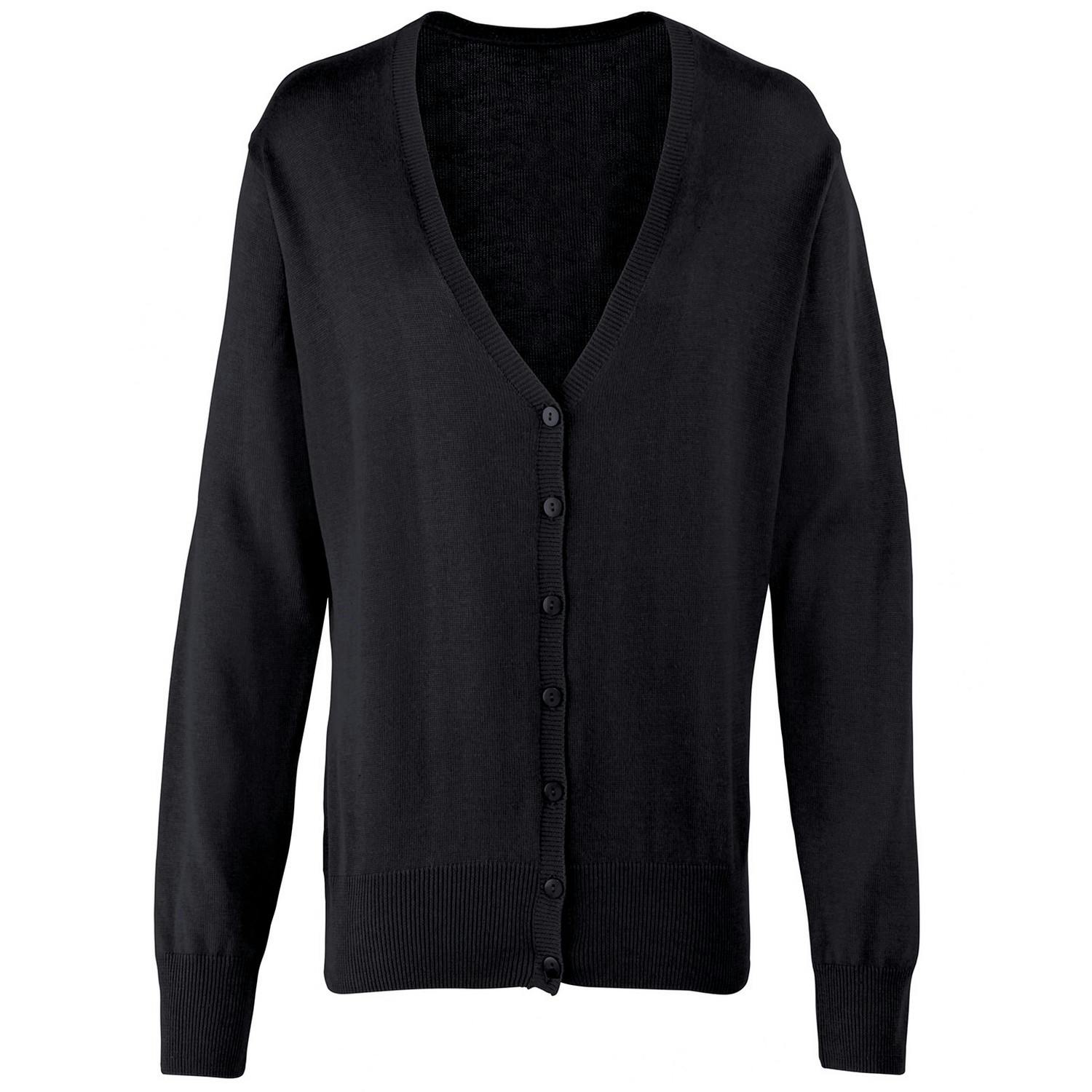 Premier Womens/Ladies Cotton Acrylic V Neck Cardigan (Black) - Size 20 UK - Image 3