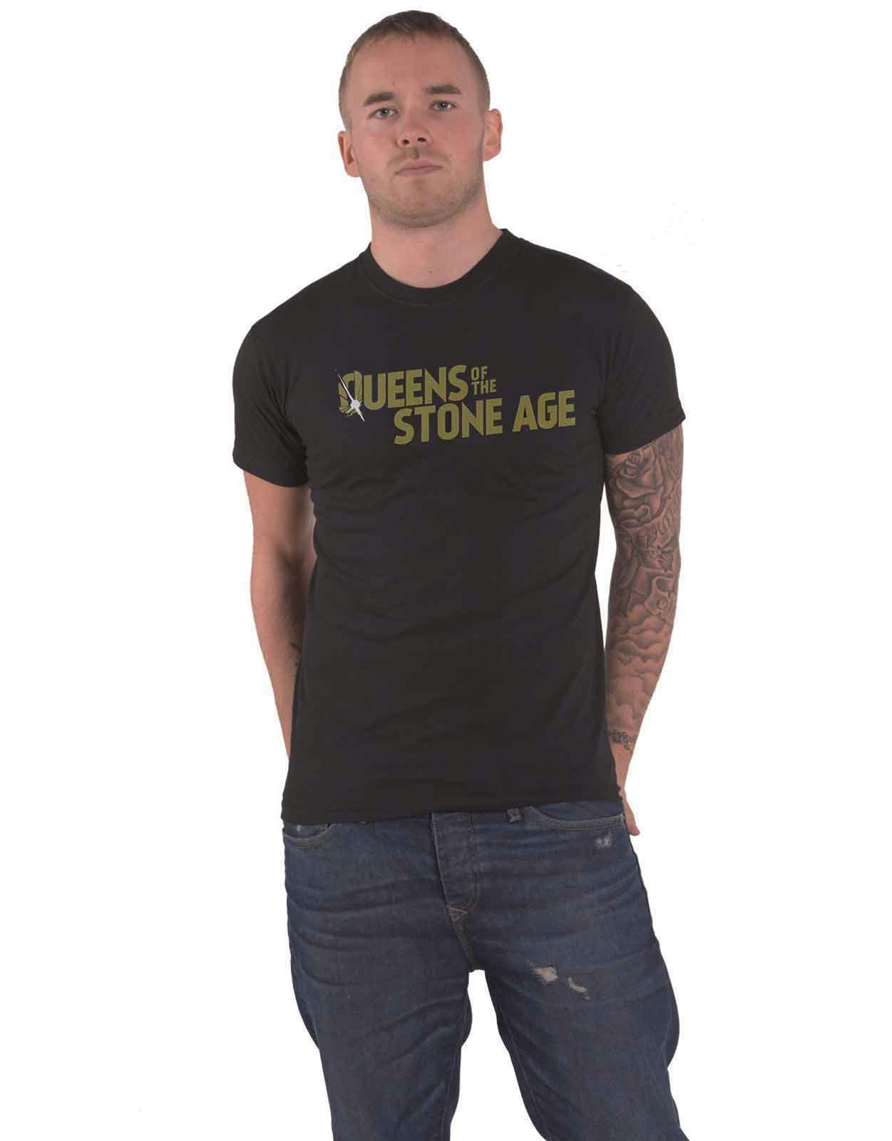 Paradiso Clothing Unisex Grey Paradiso Queens Of The Stone Age Metallic Text Band Logo T Shirt - S