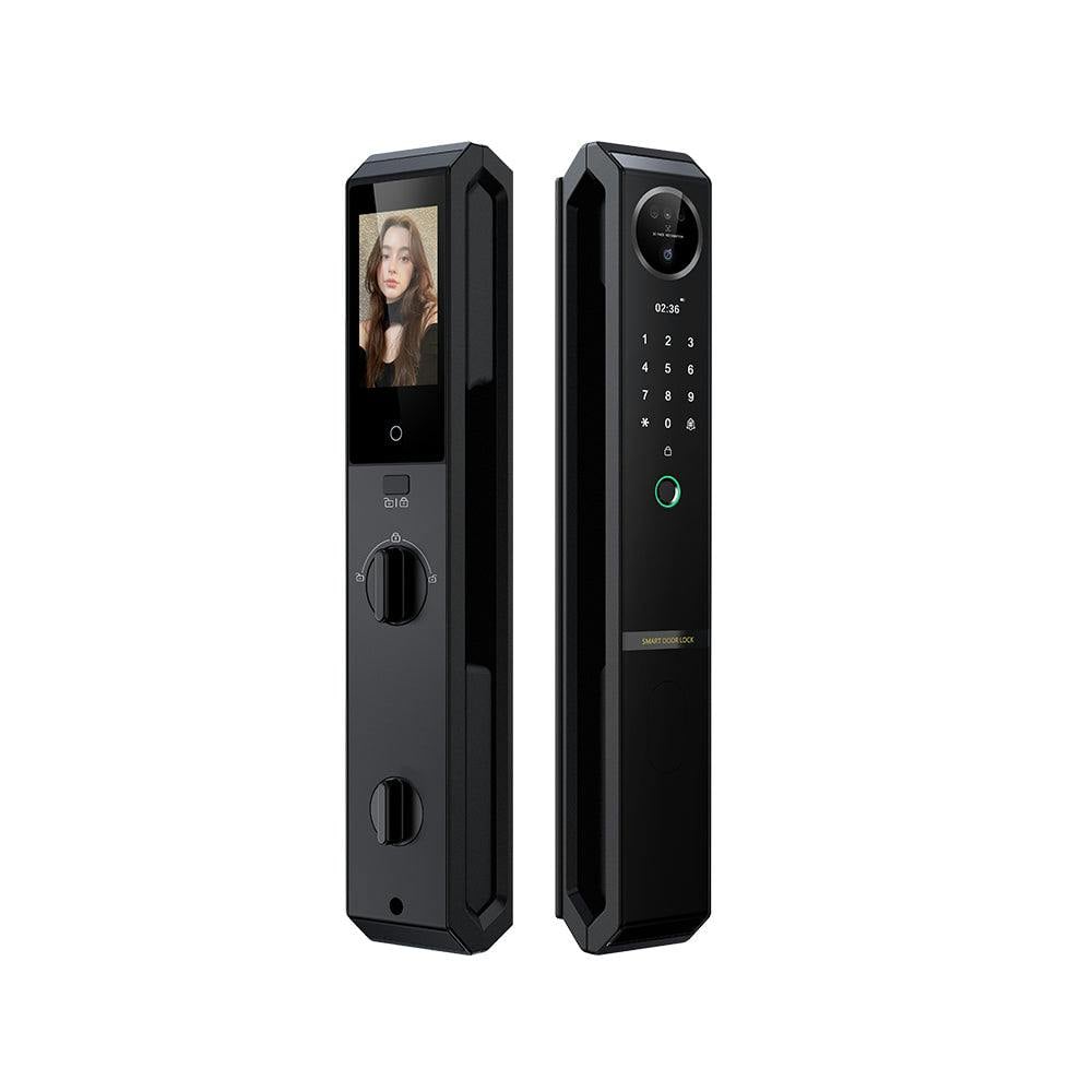Ener-J Black Smart Doorlock With Peephole Camera, Works With Fingerprint, Passcodes, App Control, Rfid Cards & Mechanical Keys, Housing, Ip65