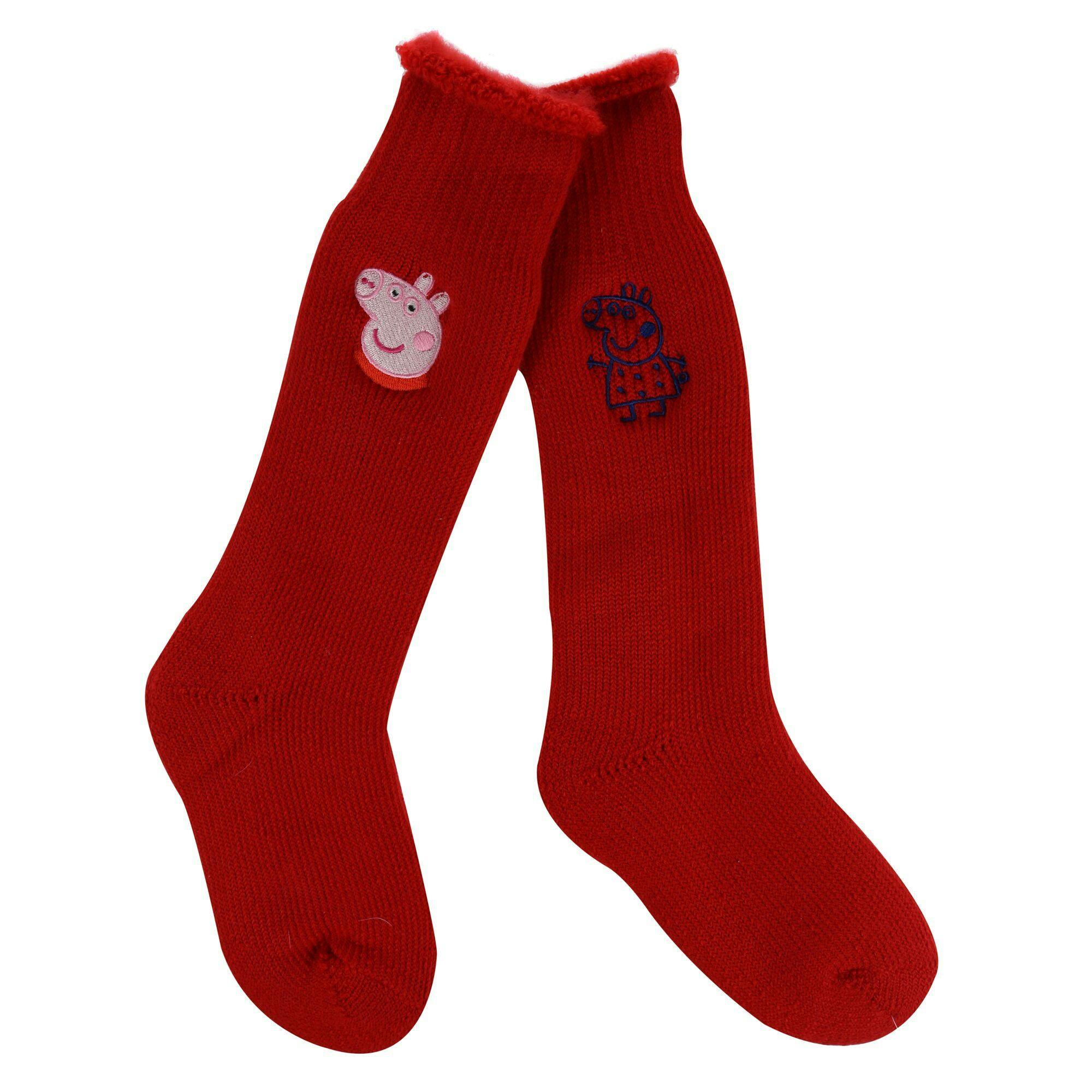 Regatta Red Kids Peppa Pig Boot Socks (Pack Of 2) - 3 Uk-5.5 Uk - 63% Acrylic/28% Polyester/6% Polyamide/3% Elastane