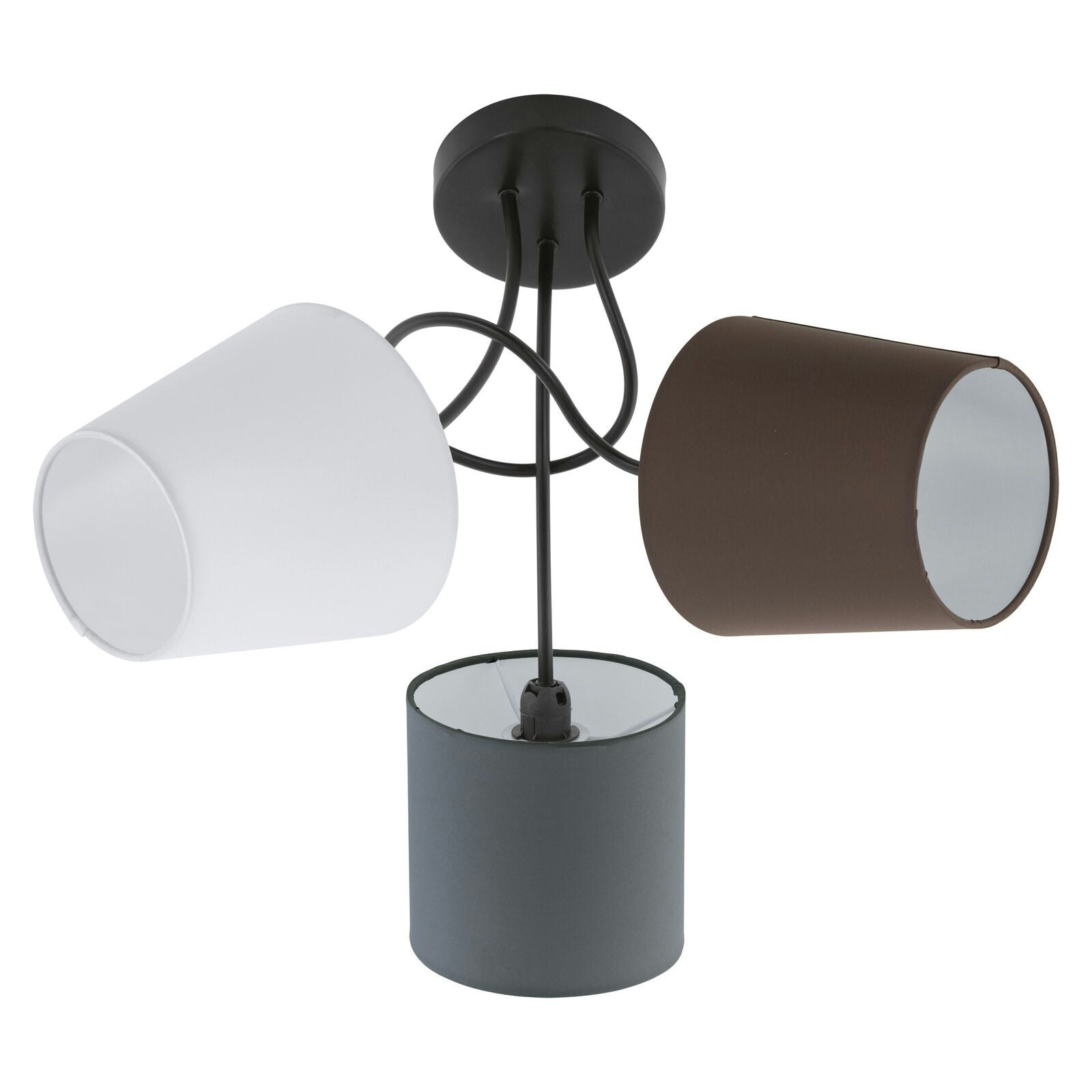 Loops Light/Black/Anthracite Flush Ceiling Shade White Brown Fabric Bulb E14 3X40w Size 3