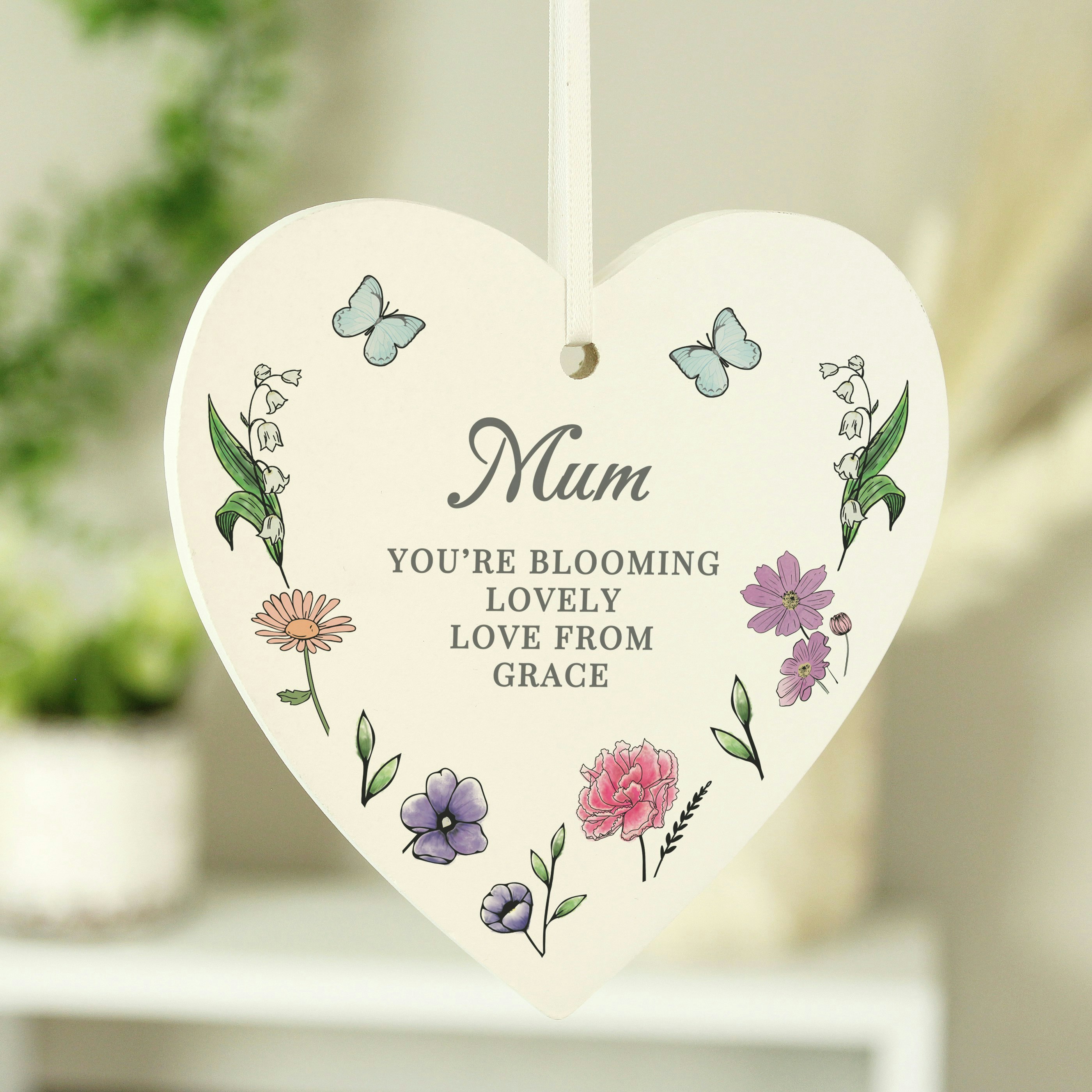 Personalised Memento Company Personalised Wild Flowers Wooden Heart