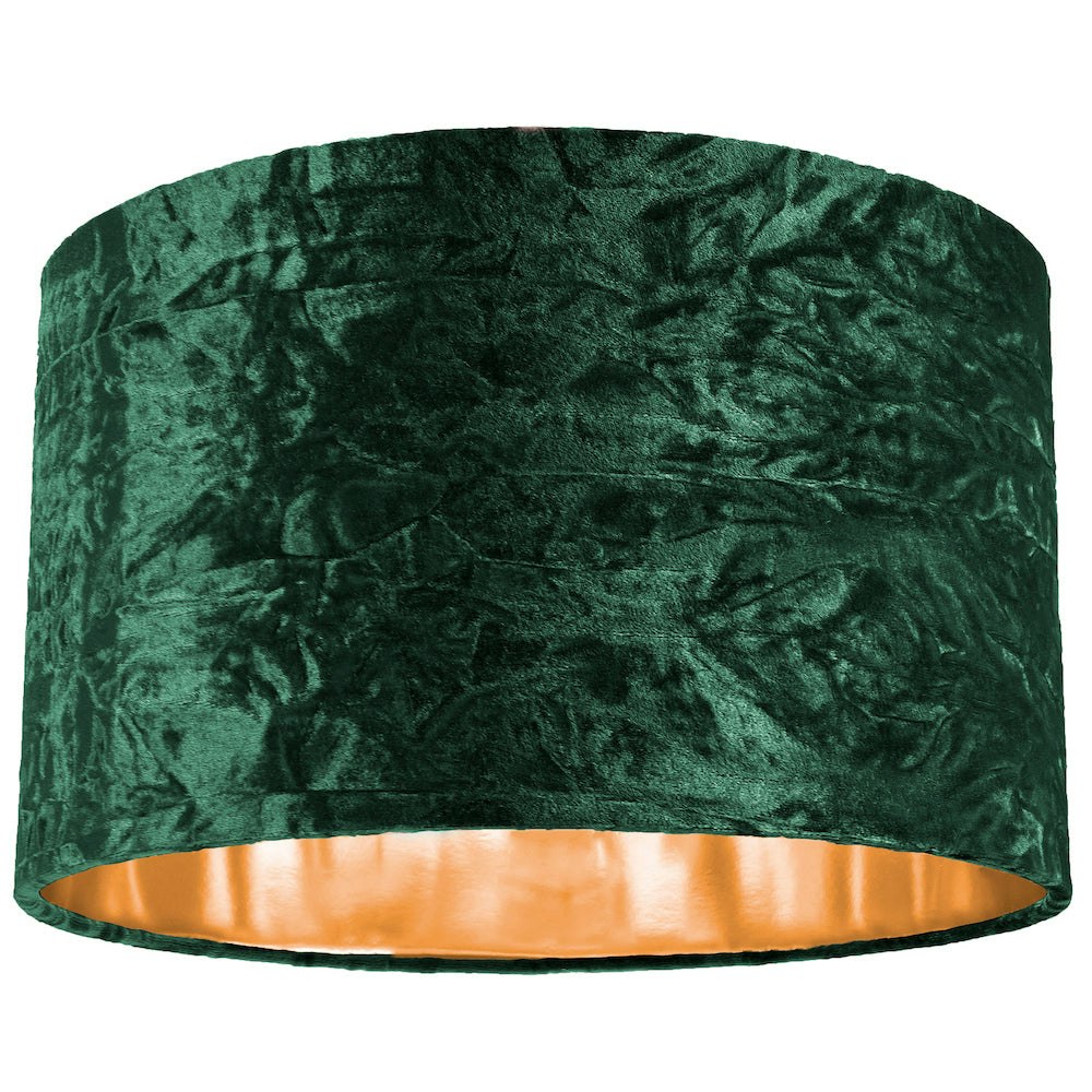 Happy Homewares Green Modern Crushed Velvet 14" Table/Pendant Lampshade With Shiny Copper Inner