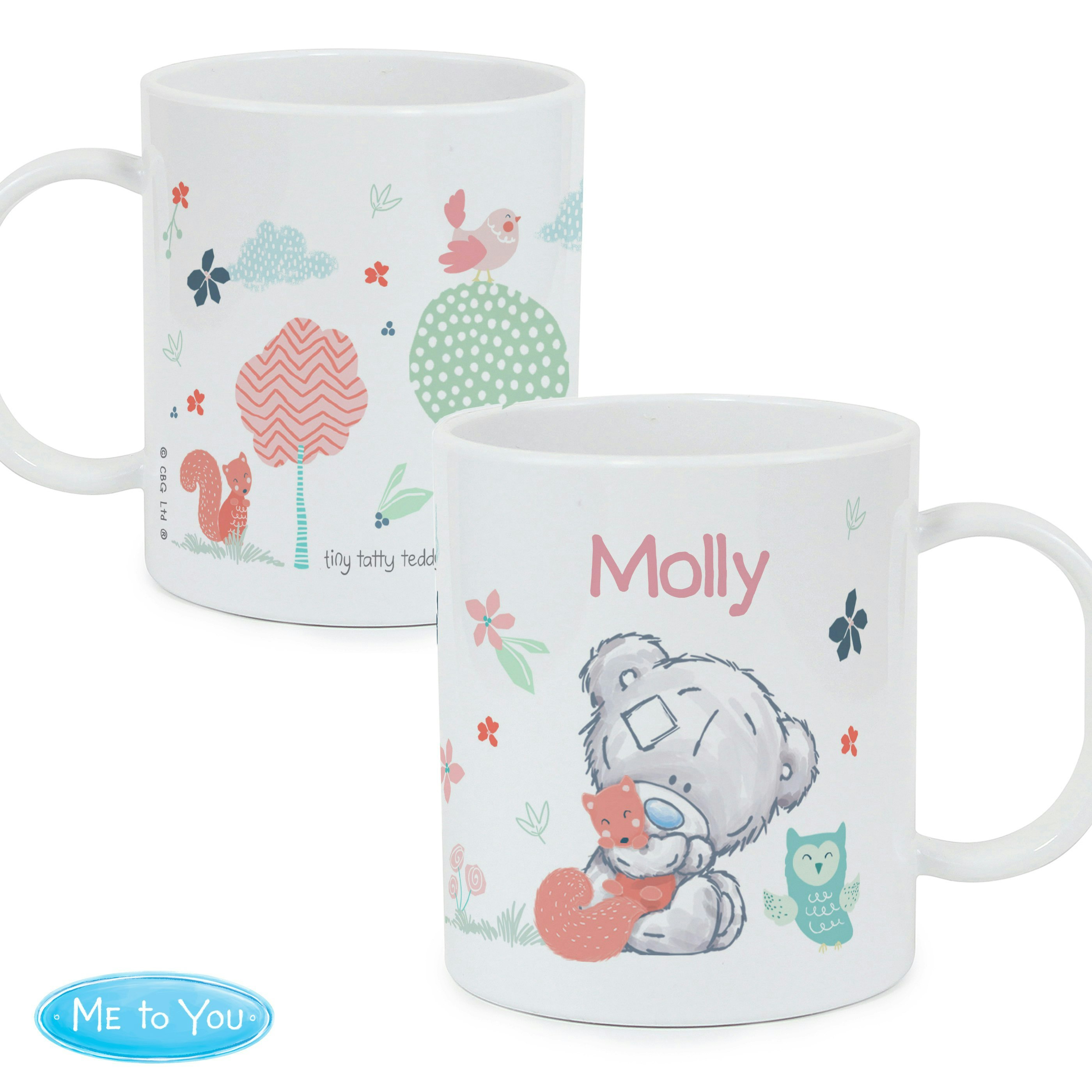 Rackhams Personalised Tiny Tatty Teddy Woodland Animal Plastic Mug