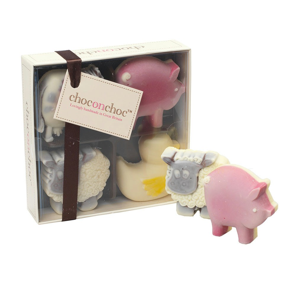 Choc On Choc Dark/White Chocolate Animals Farmyard Selection Four Box