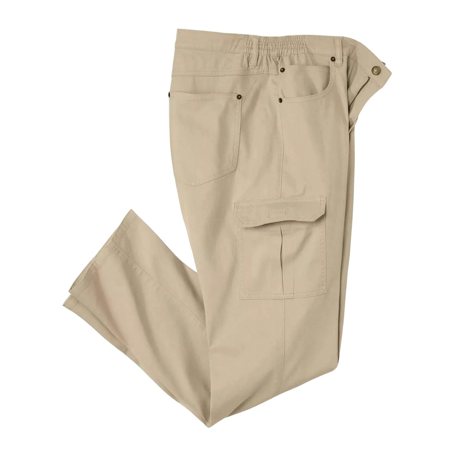 Atlas For Men Men's Beige Atlas For Part Elasticated Cargo Trousers - 28R - 98% Cotton/2% Elastane