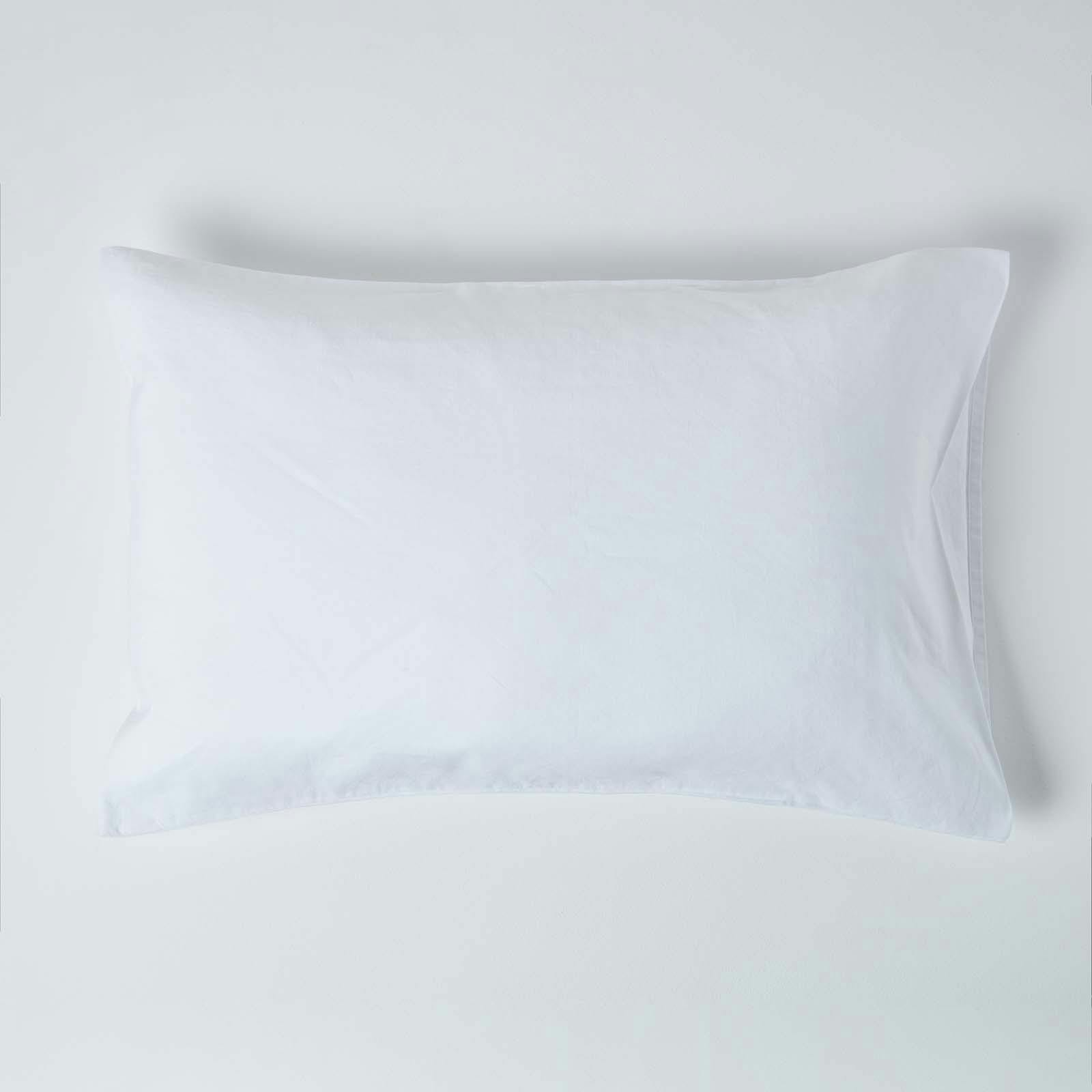 Homescapes White French Flax Linen Housewife Pillowcase, King Size