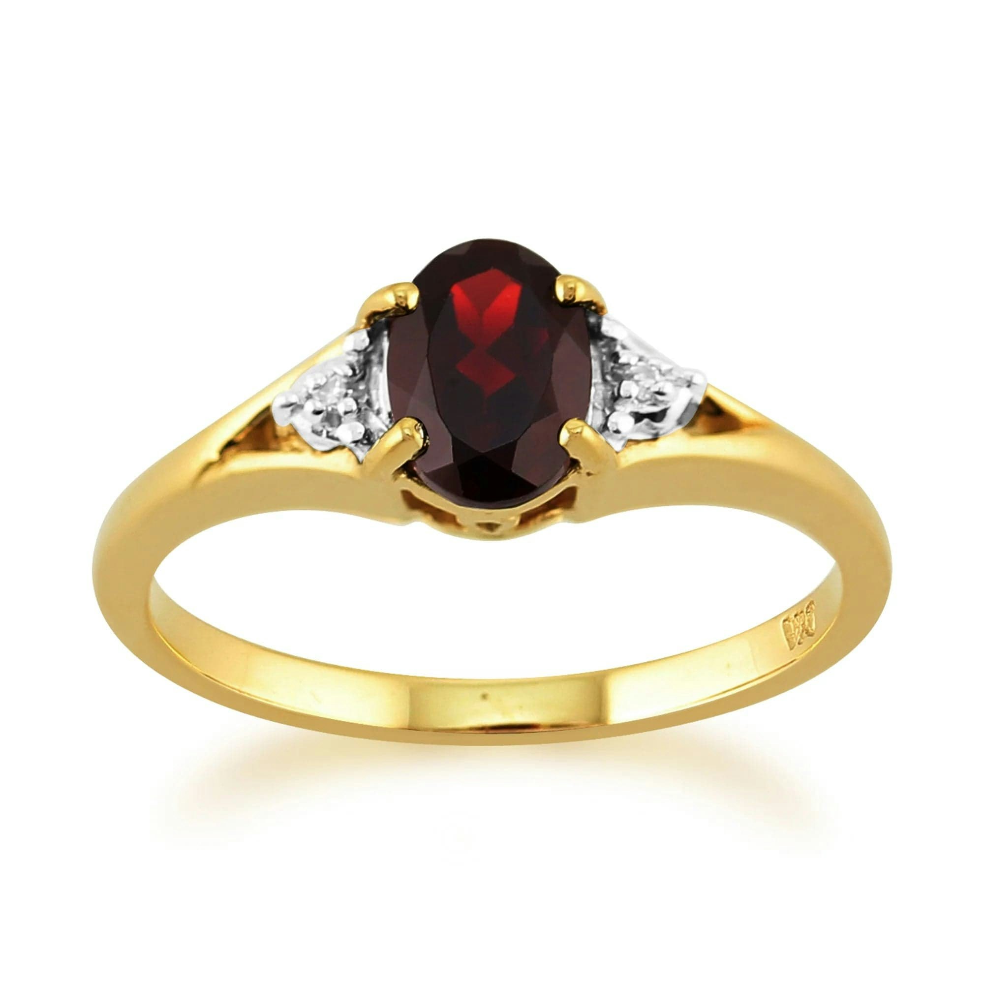 Gemondo Women's Yellow/Gold Classic Oval Garnet & Diamond Ring In 9Ct - J
