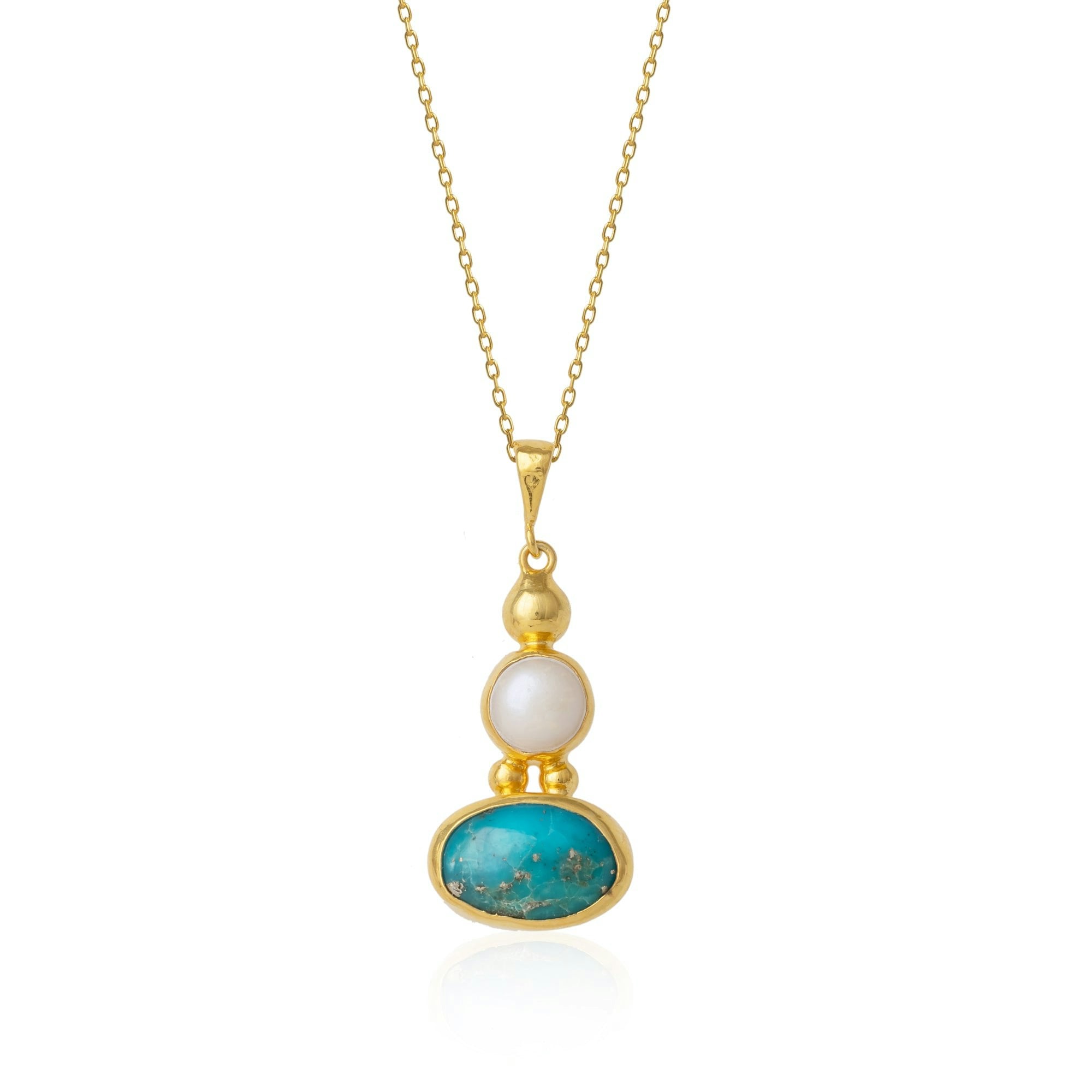 Spero London Turquoise/Silver/Gold Authentic Pendant Sterling Plated Necklace