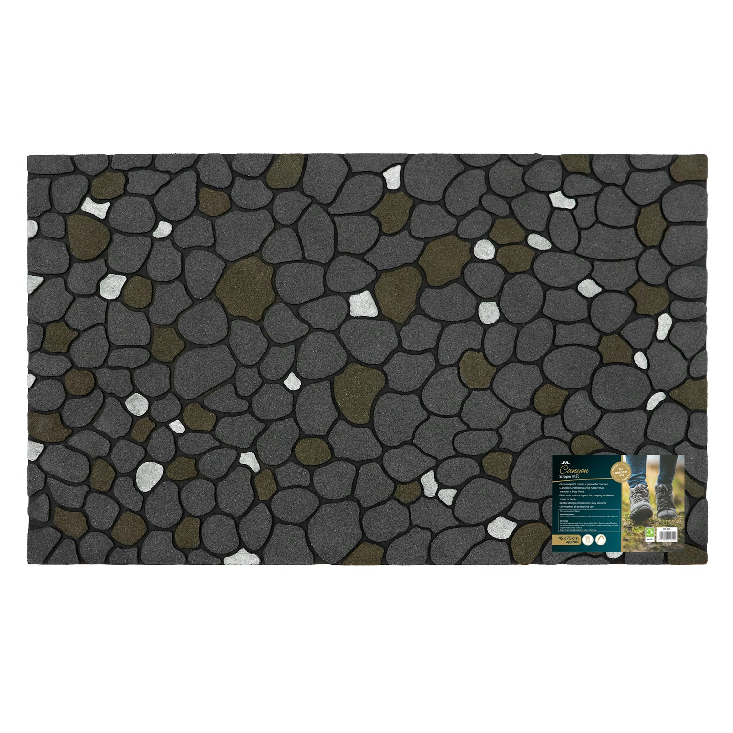 Jvl Black Canyon Scraper Rubber Doormat 45X75cm,