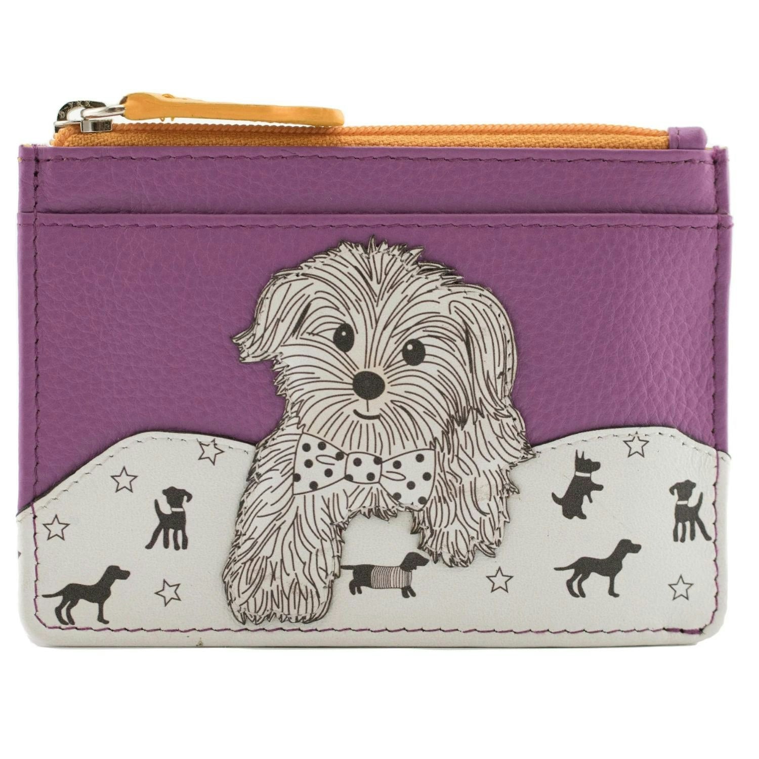 Mala Leather Purple Coco Puppy Dog Card And Coin Leather Purse