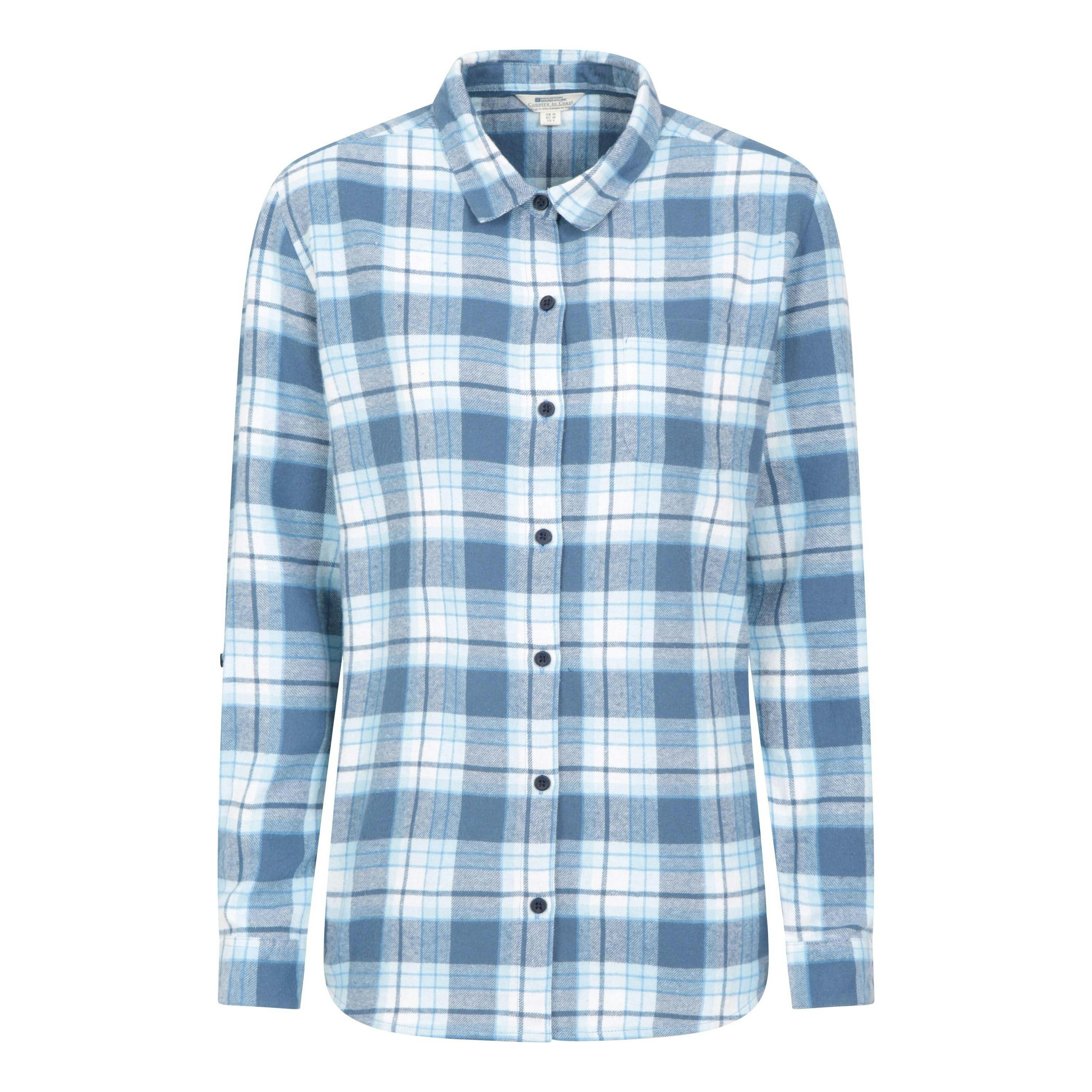Mountain Warehouse Women's Blue / Balsam Brushed Flannel Longline Shirt - 10 Uk - 100% Cotton