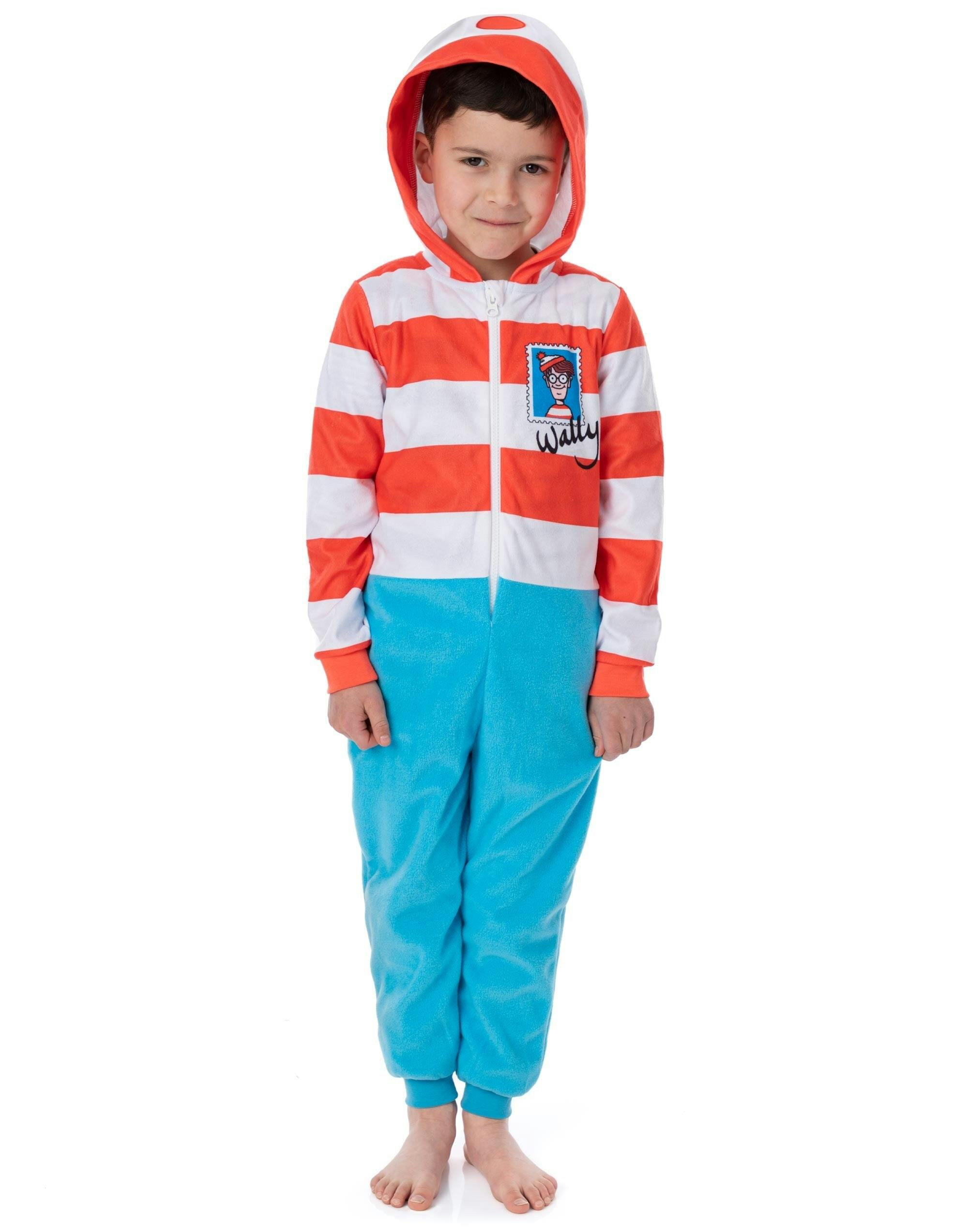 Vanilla Underground Boys Blue/Red Where's Wally Multicolou Wally Onesie - 7-8 Years