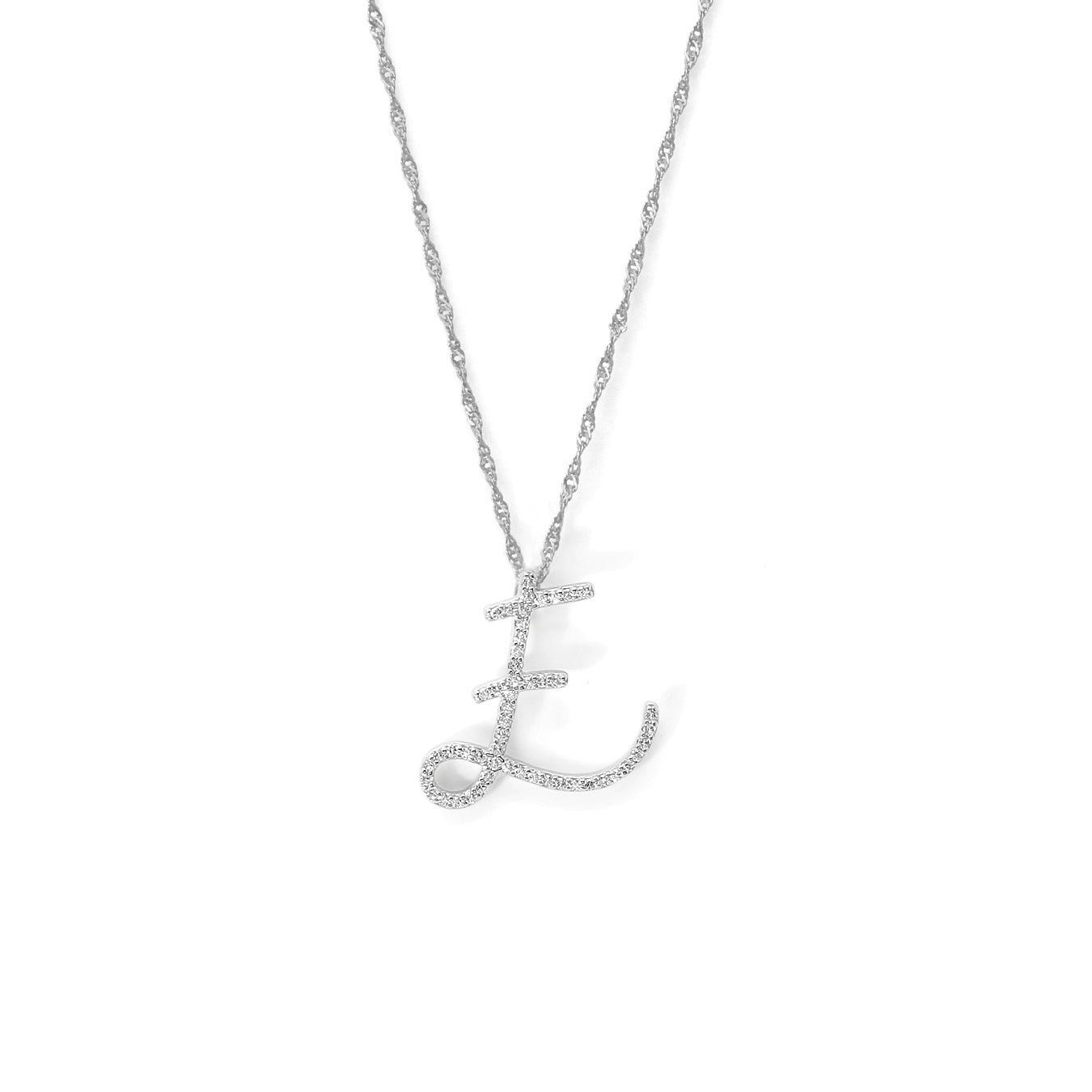 Say It With Silver Luxe Cz Initial Necklace - Sterling - E