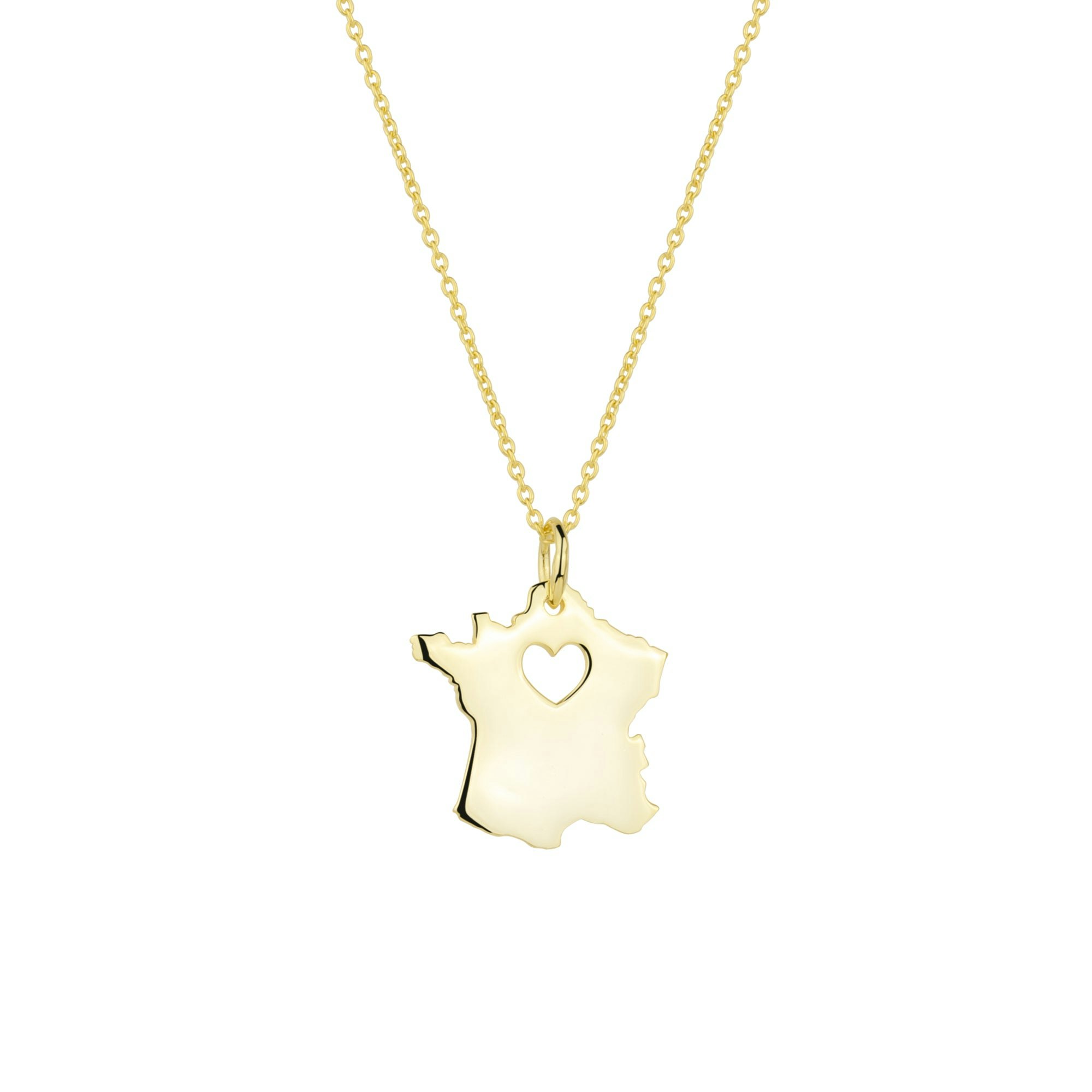 Spero London Silver/Gold Love France Map Heart Necklace Sterling