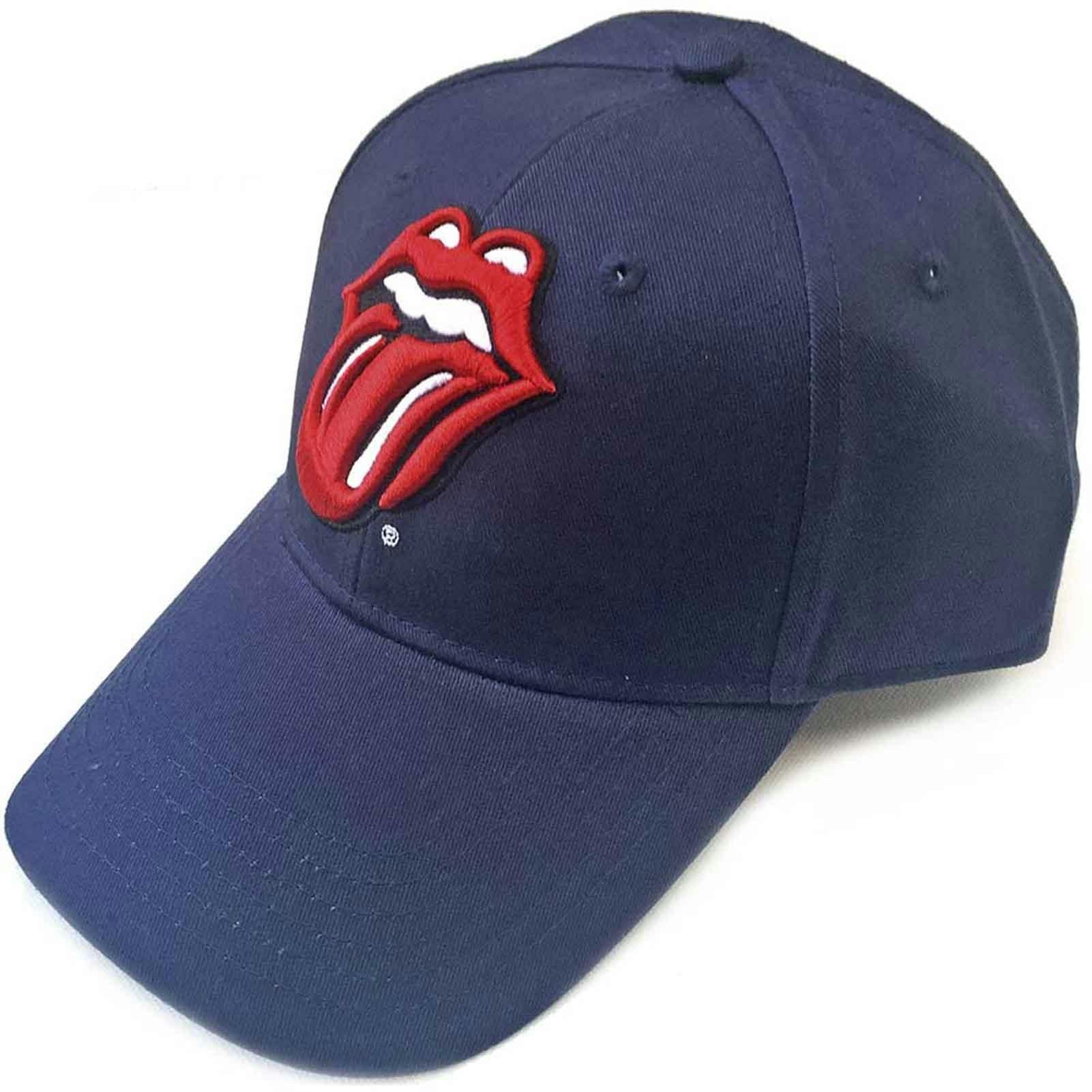 Paradiso Clothing Unisex Blue The Rolling Stones Classic Tongue Band Logo Navy Strapback