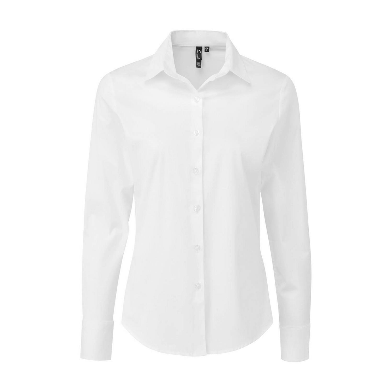 Premier (16 Uk, White) Womens/Ladies Poplin Stretch Long-Sleeved Shirt - Image 3
