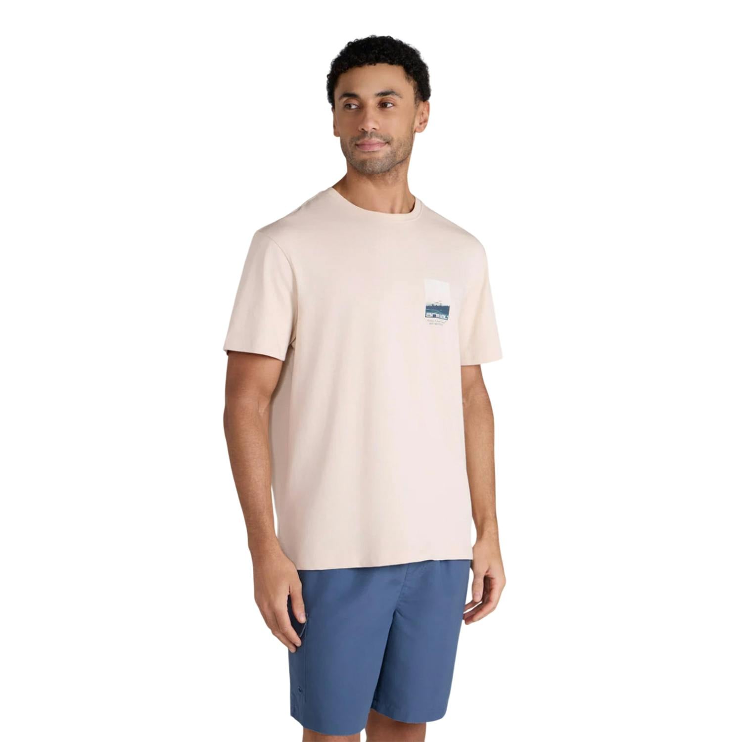 Mountain Warehouse Men's Cream Chase Graphic Relaxed Fit T-Shirt - Xxl - 100% Organic Cotton