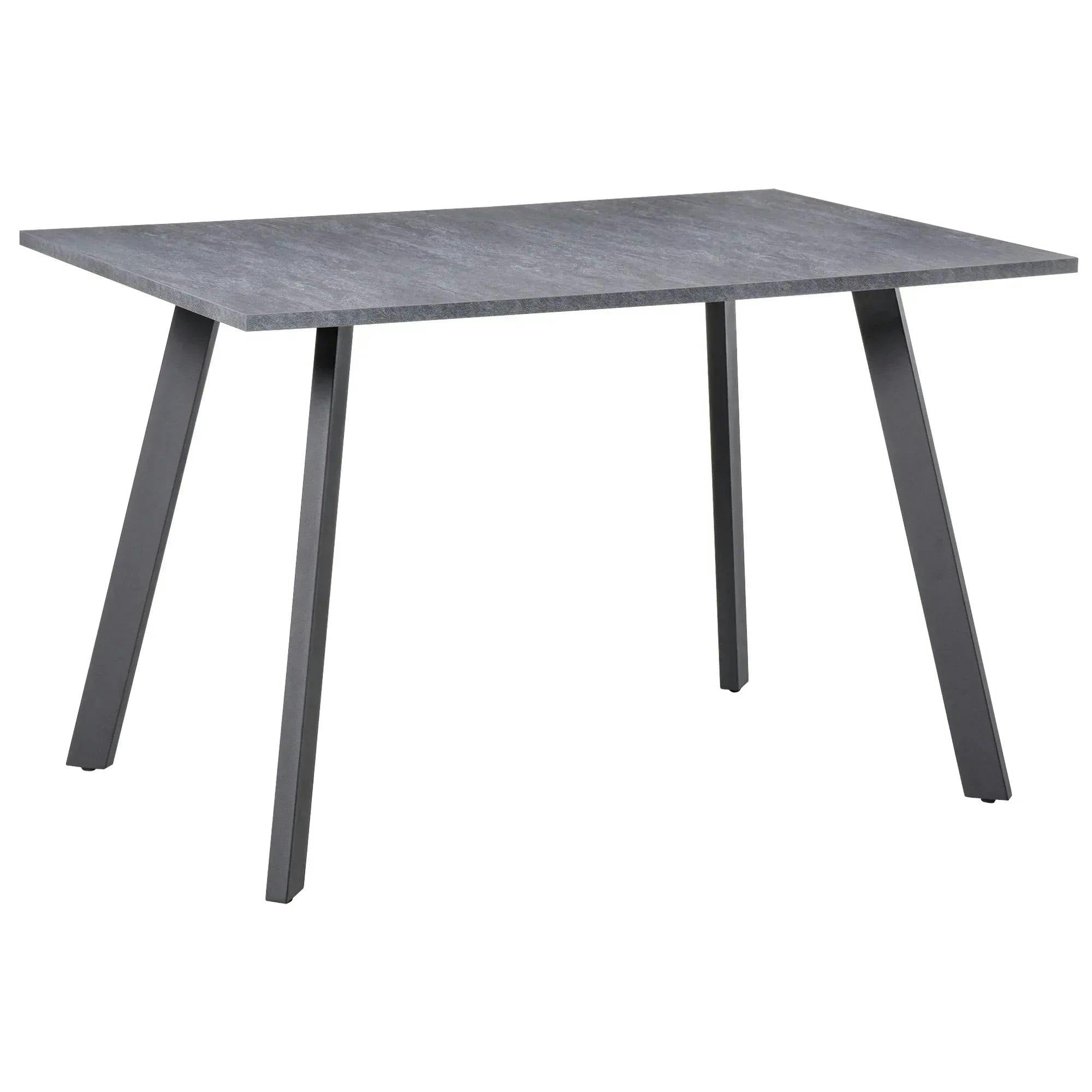 Homcom Unisex Grey Modern Rectangular Dining Table Indoor Metal Legs Spacious Tabletop In - Image 5
