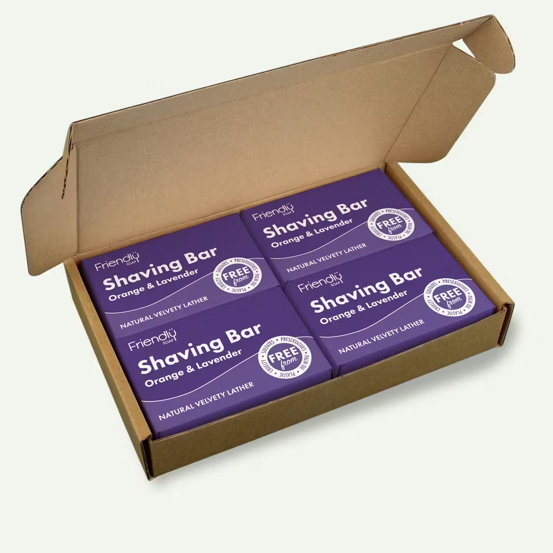 Friendly Soap Orange/Lavender - Shaving Bar - & - 4 X 95G - 95G - 4 - Natural Handmade Shaving Soap Bar