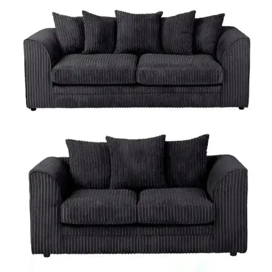Snug Furniture Black Camden Jumbo Cord 3+2 Sofa Set