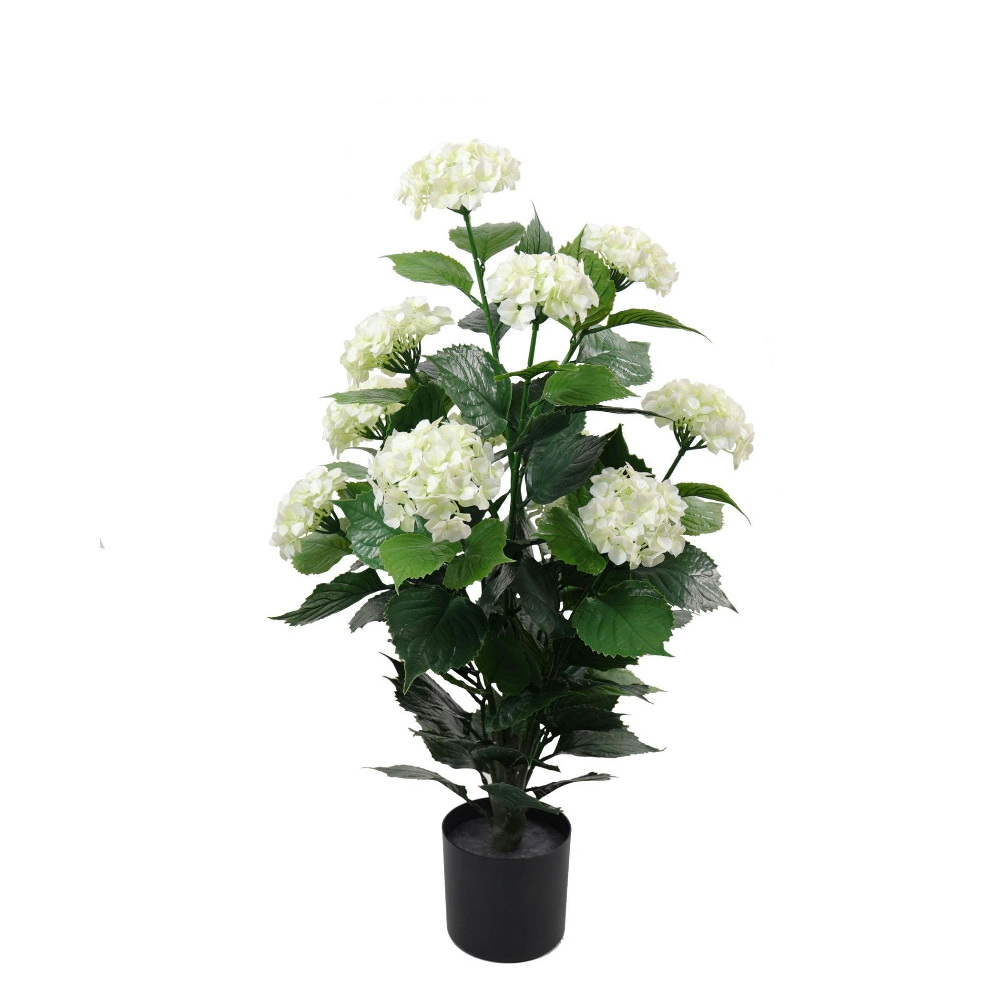 True Products White Artificial Hydrangea Bush Uv Protected - 60Cm, 90Cm & 120Cm - 90Cm