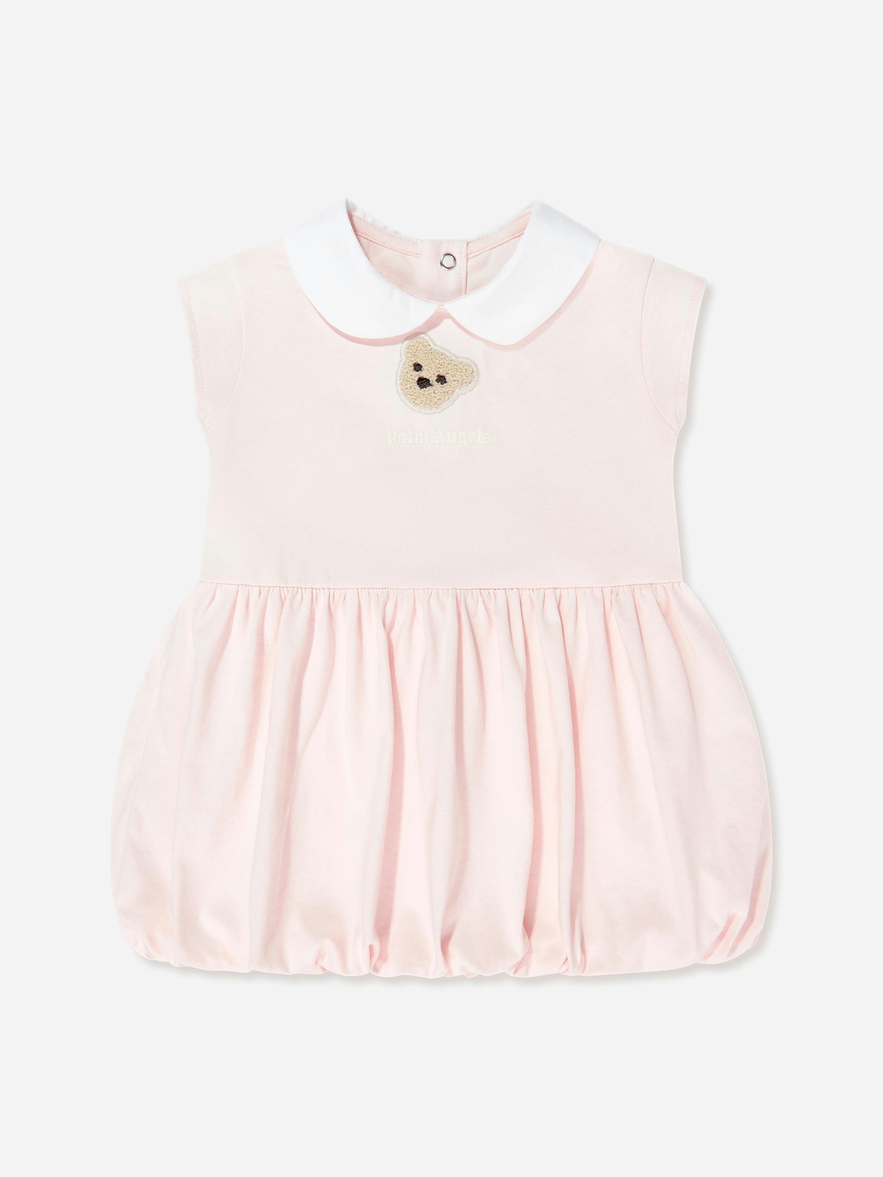 Palm Angels Women's Pink Baby Girls Bear Patch Balloon Dress In - 36 Mths