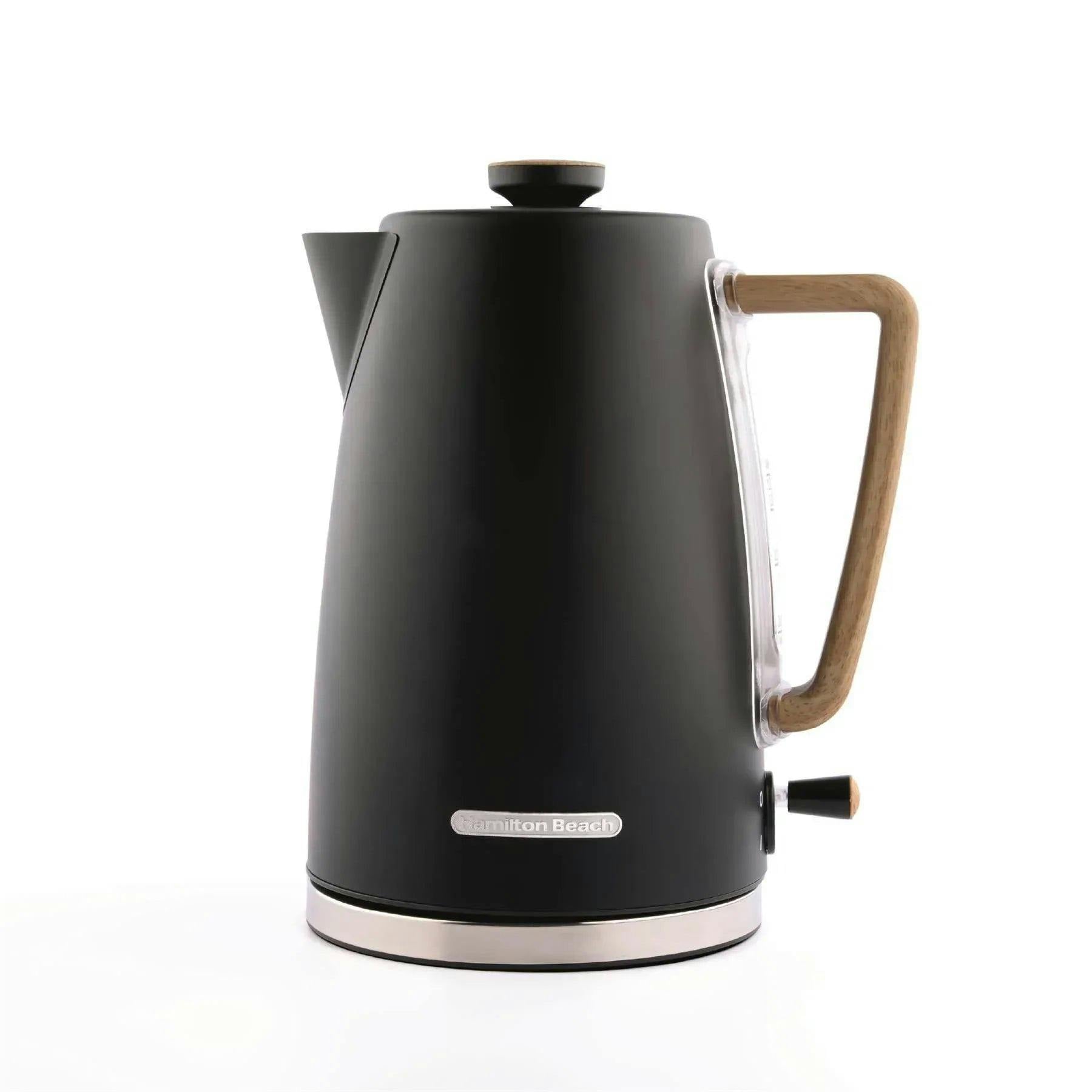 Hamilton Beach Electric Kettle, Scandi 1.7L, Boil Dry Protection, Auto Shut Off, Water Level Window, Stay Cool Handle, Ergonomic Grip, Matte Black with Wood Effect - HBK01MB - Image 2