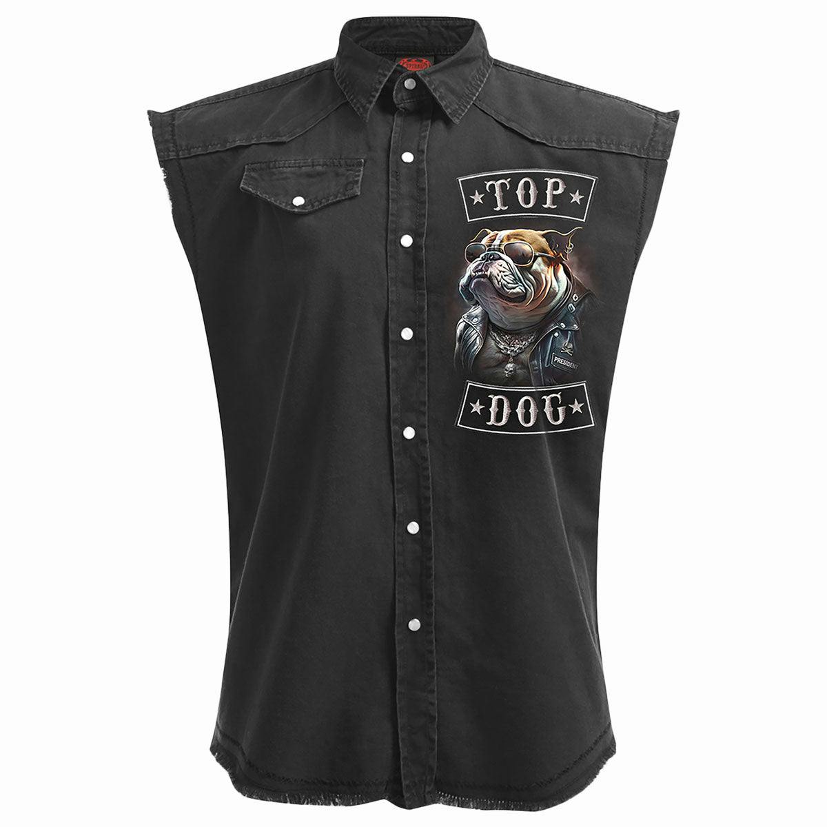 Spiral Direct Black Top Dog - Sleeveless Stone Washed Worker - L - Screen