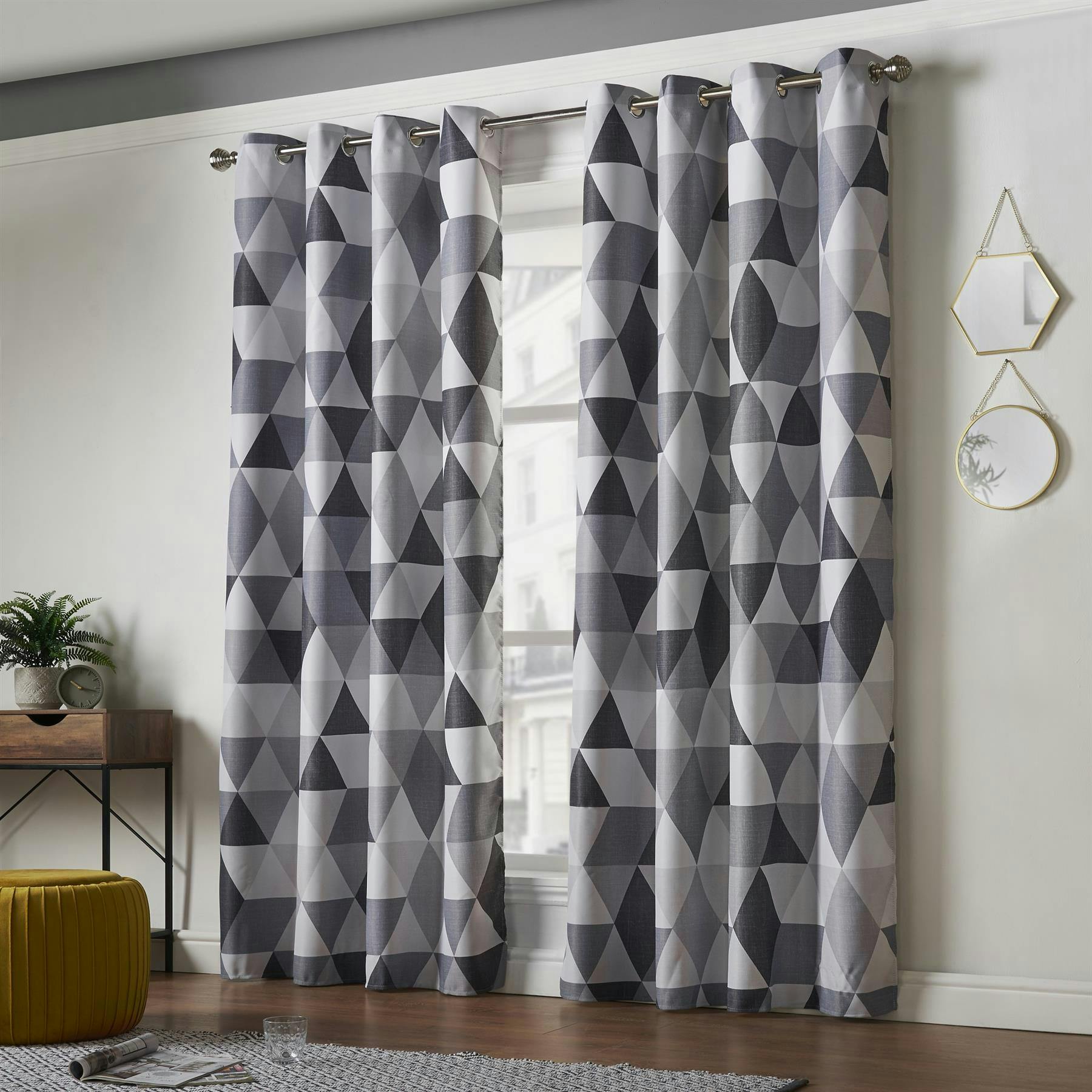 Rackhams Grey Mal Room Darkening Ring Top Curtains - 229Cm Width X 229Cm Drop