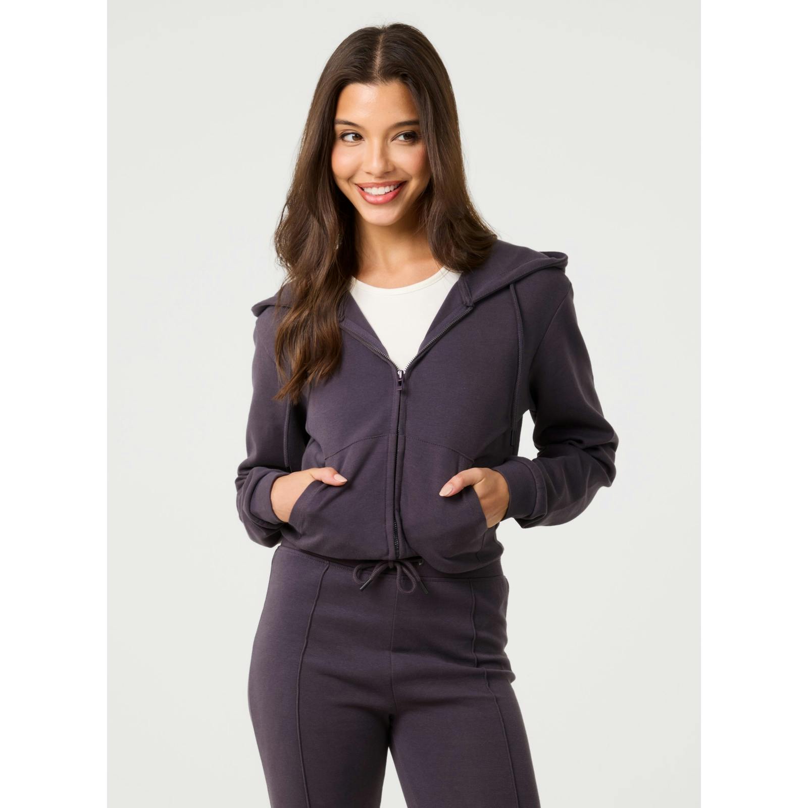 Pink Vanilla Pink/Dark/Grey Vanilla Zip Up Cropped Hoodie - M