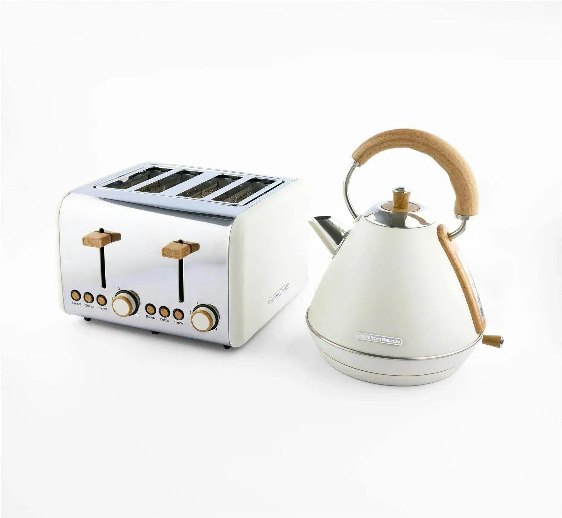 Hamilton Beach Cream Scandi Pyramid Kettle & Toaster Set