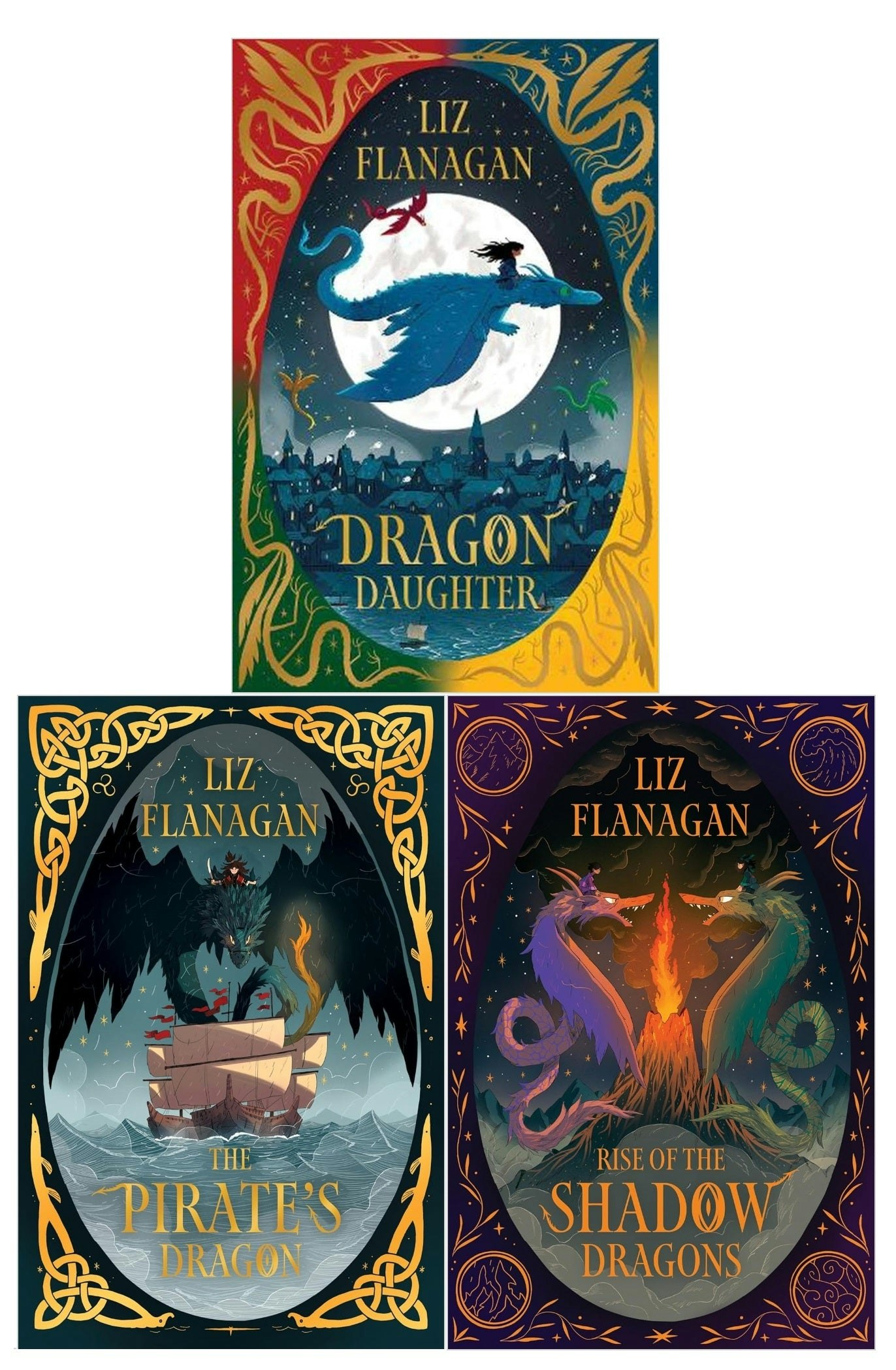 Various Publishers Boys Legends Of The Sky Series 3 Books Set By Liz Flanagan (Dragon Daughter, Rise Of The Shadow Dragons, The Pirate's Dragon)