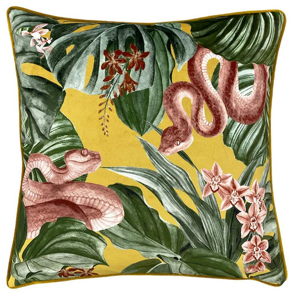 Furn Yellow Medinilla Tropical Cushion Cover - Mustard - 43Cm X 43Cm - Mustard - 100% Polyester
