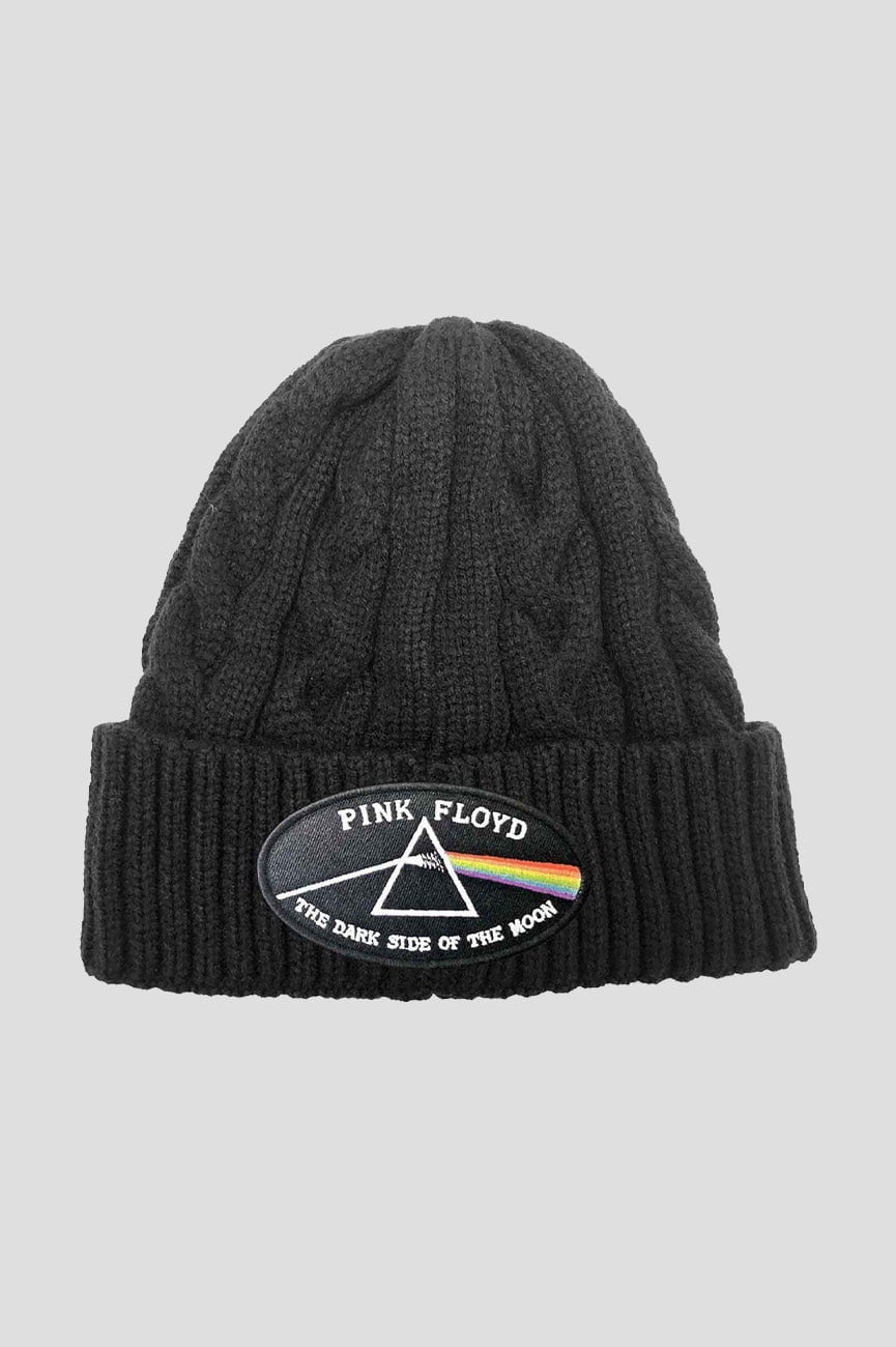 Paradiso Clothing Unisex Pink/Dark/Black Floyd Side Of The Moon Border Cable Knit Beanie Hat - One Size