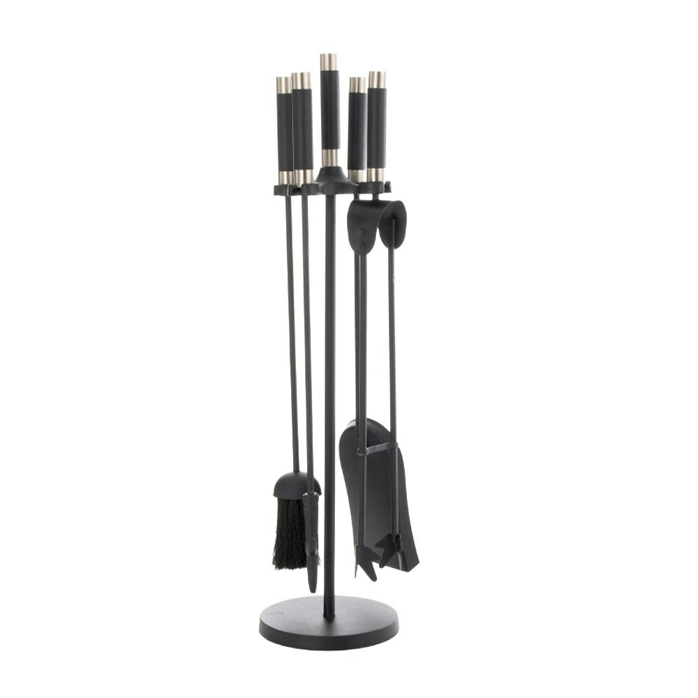 Leecroft Black Contemporary Companion Set /Pewter 25'' - One Colour - One Size - One Colour