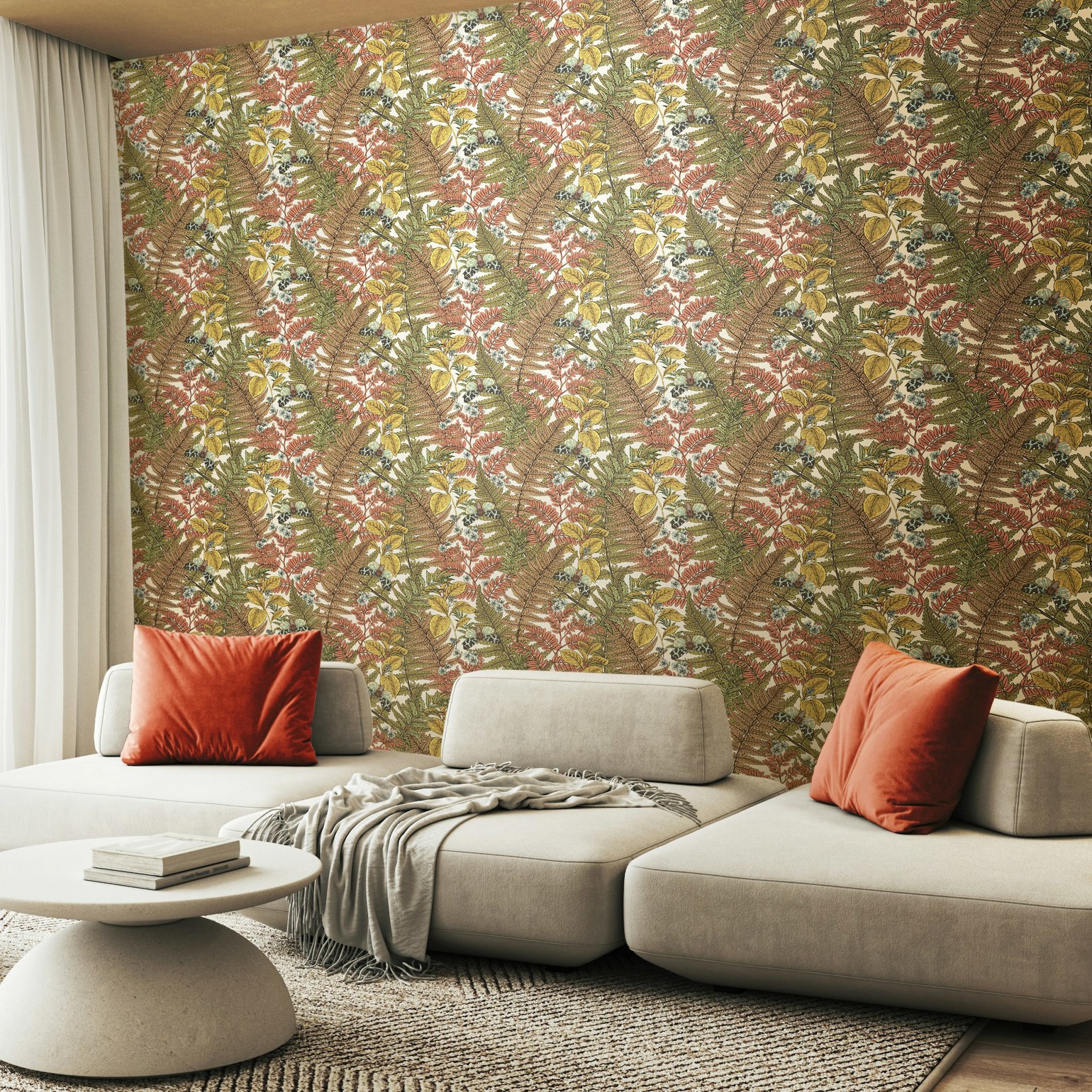 Rackhams Wild Ferns - Warm Spice 10M Wallpaper