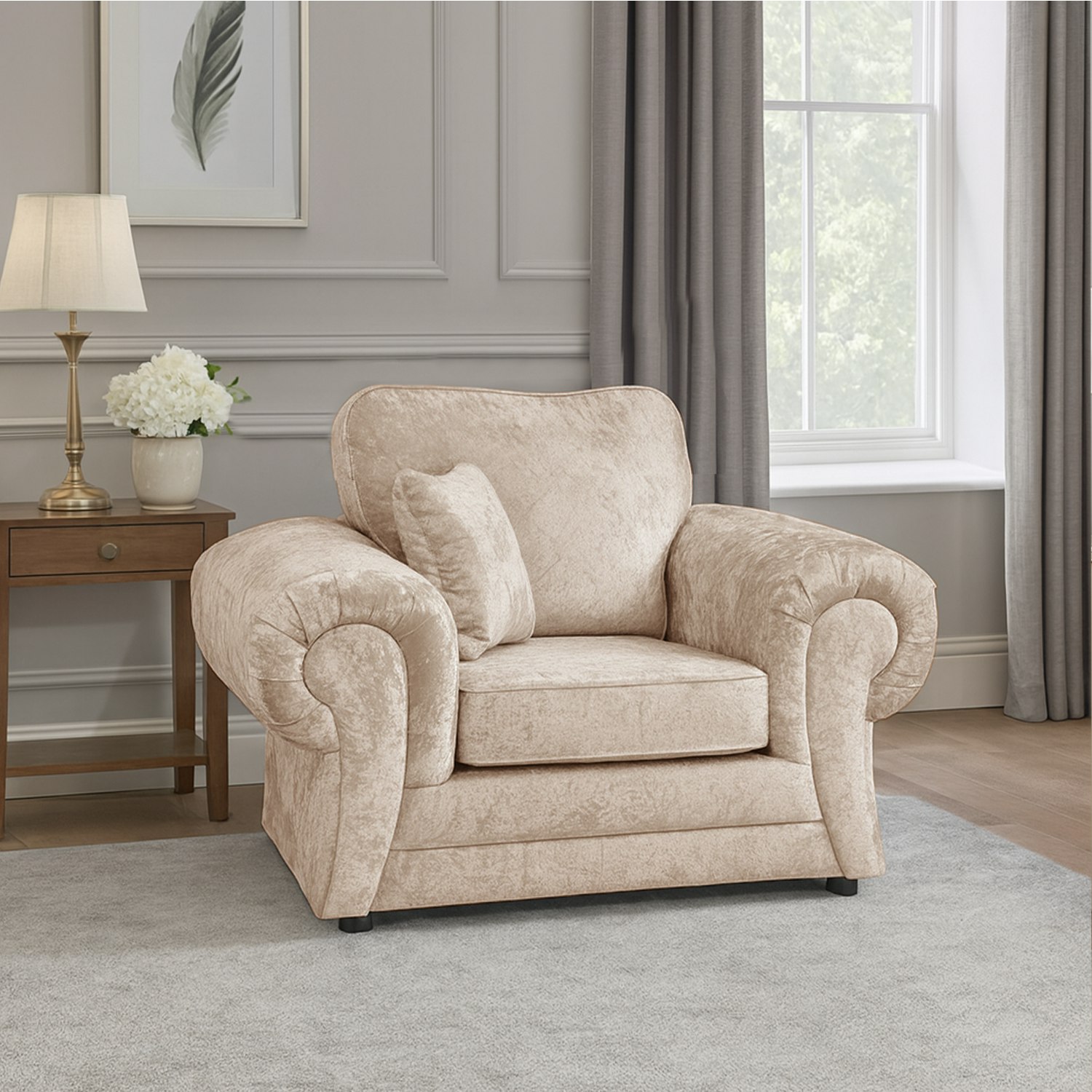Furnishings For Less Black/Silver Chelsea Crushed Velvet Armchair - Mink