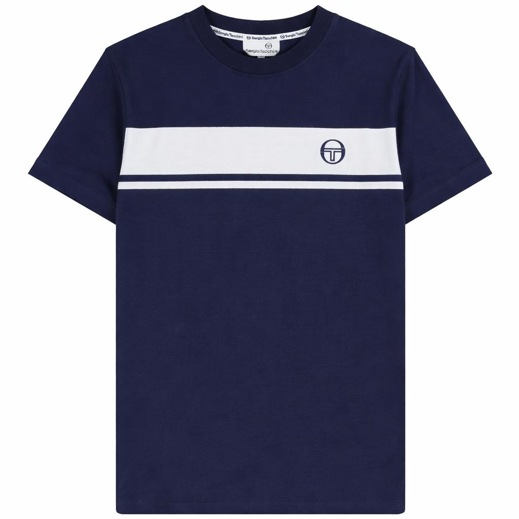 Sergio Tacchini White Master T-Shirt Navy/ Tonal - Xl - Image 6
