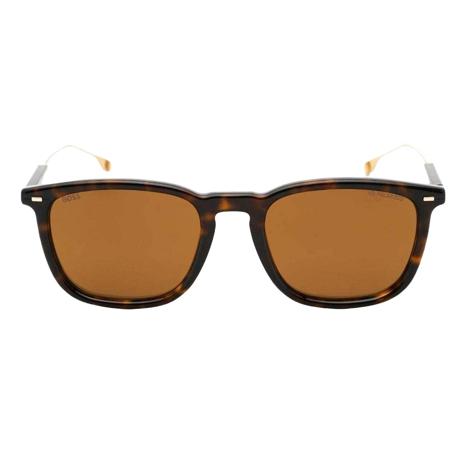 Hugo Boss Men's Brown Rectangular Sunglasses - Havana - One Size - 100% Mixed