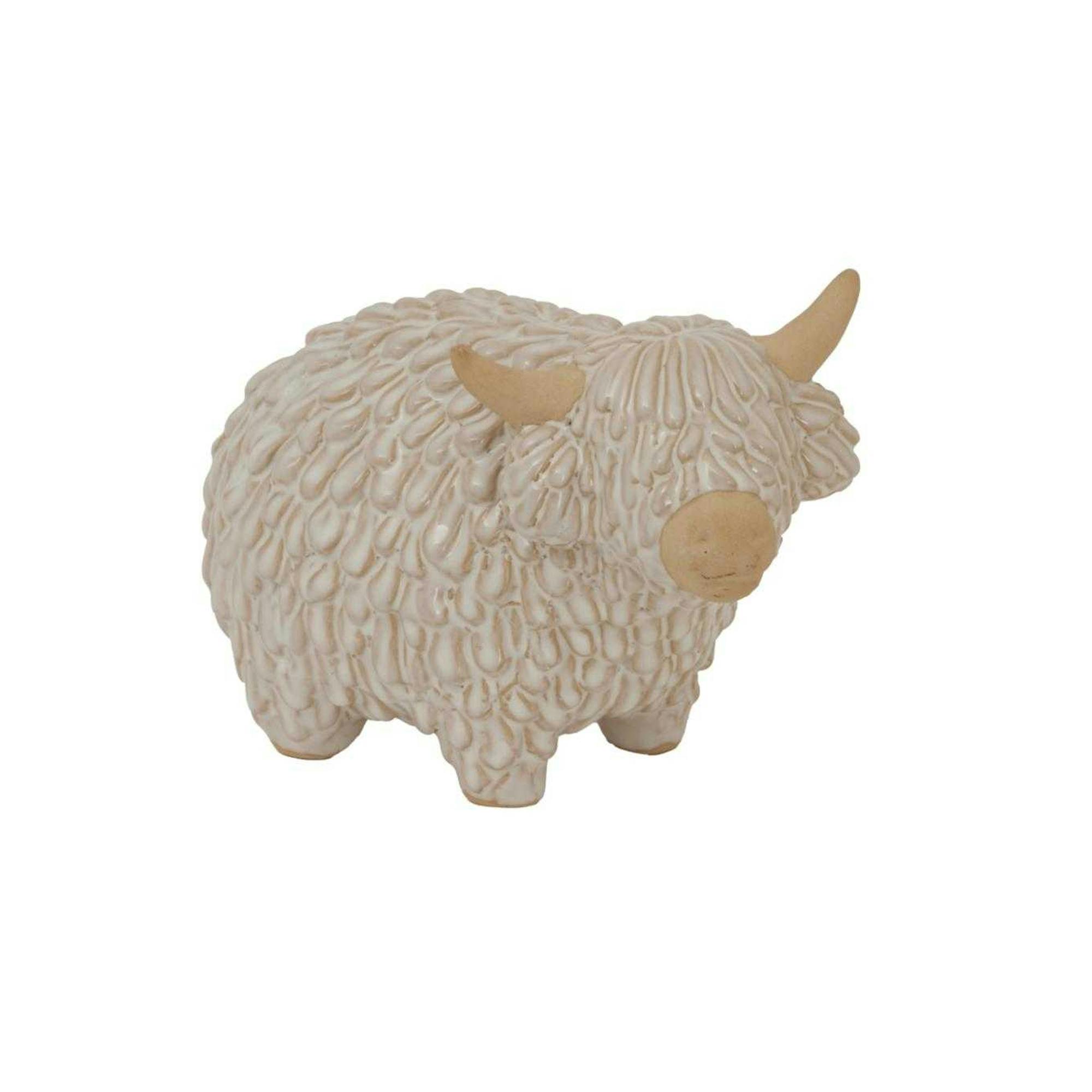 Rackhams White Ceramic Highland Cow Christmas Decoration - 100% Mixed