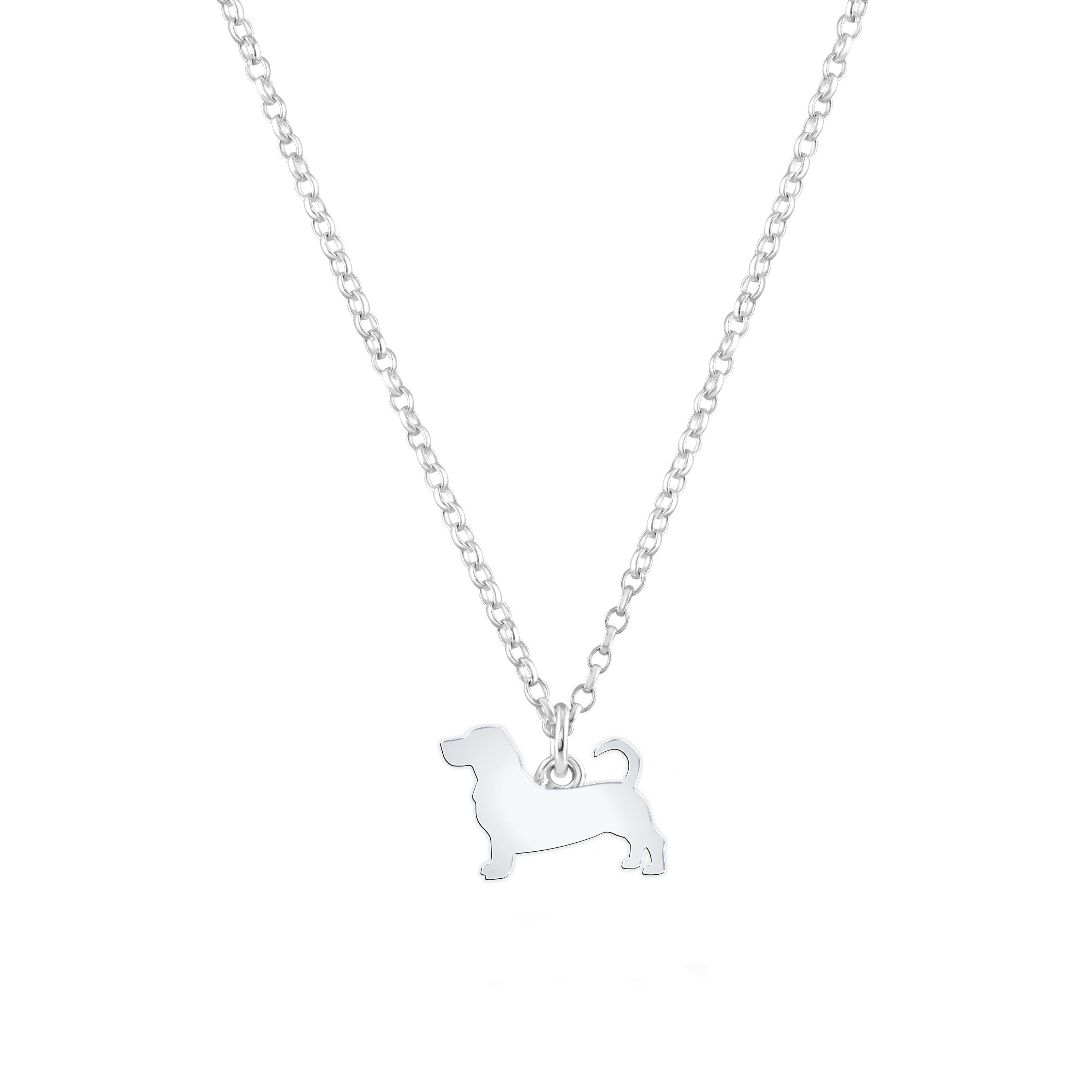 Mylee London Silver Basset Hound Silhouette Necklace - Personalised - No