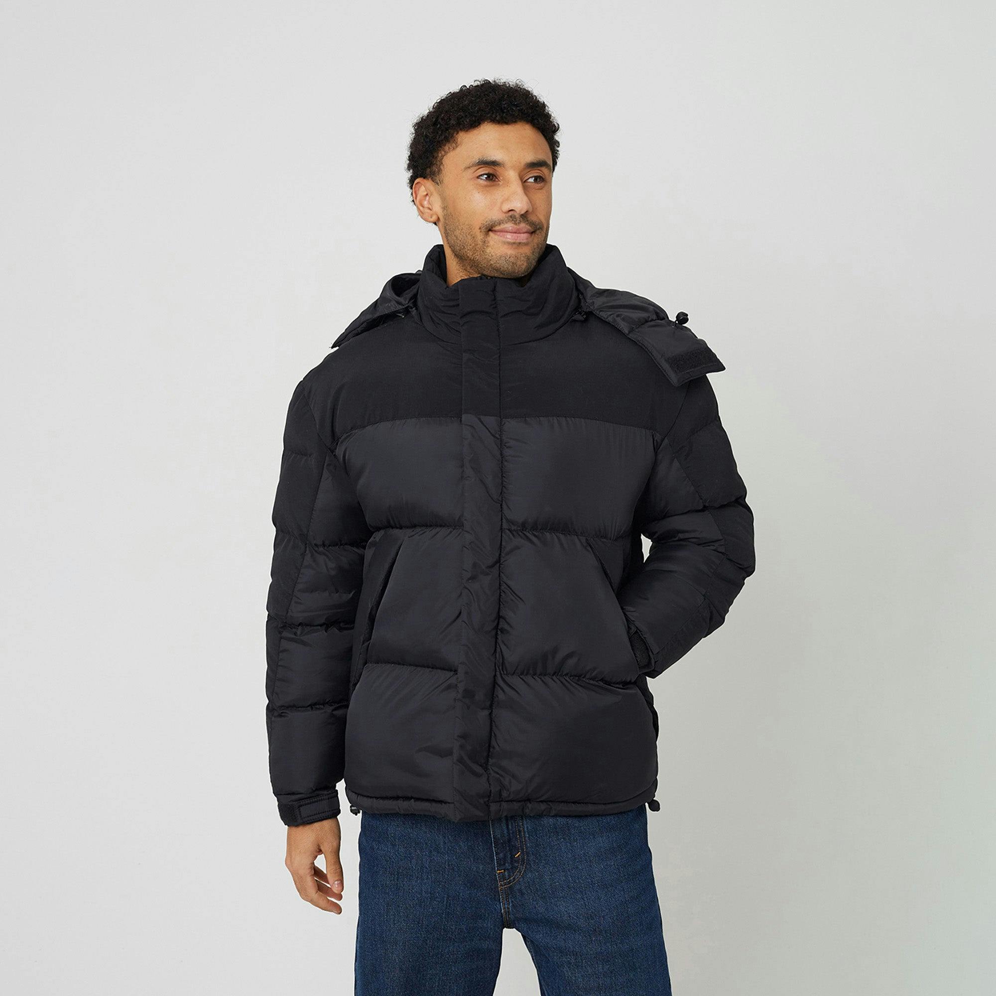 Brave Soul Black Oversized Hooded Padded Jacket - S
