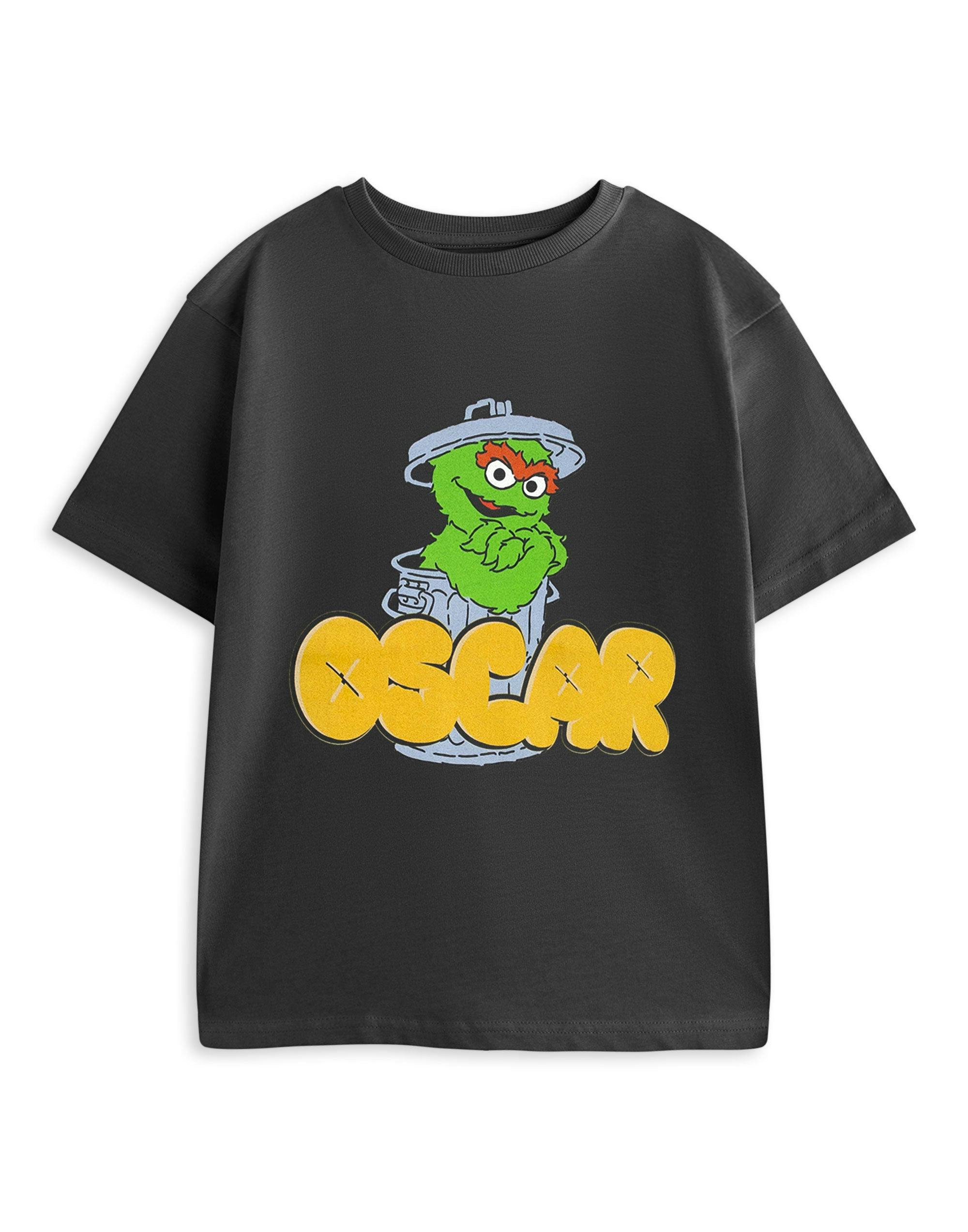 Vanilla Underground Unisex Kids Grey Sesame Street Oscar Short Sleeved T-Shirt - 18-24 Months