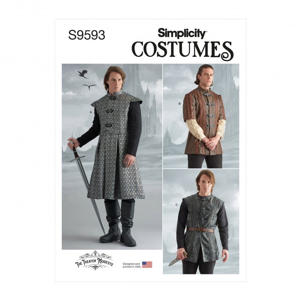 Simplicity Men's Sewing Pattern 9593, Costumes For Aa (38-40-42-44) - Intermediate - Aa (38-40-42-44)