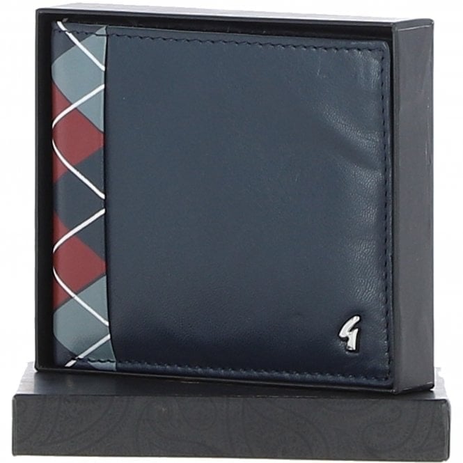 Gabicci Grey/Red Real Leather Classic 8 Card Billfold Wallet: Gb-156-Ap - Navy/ - One Size - Leather