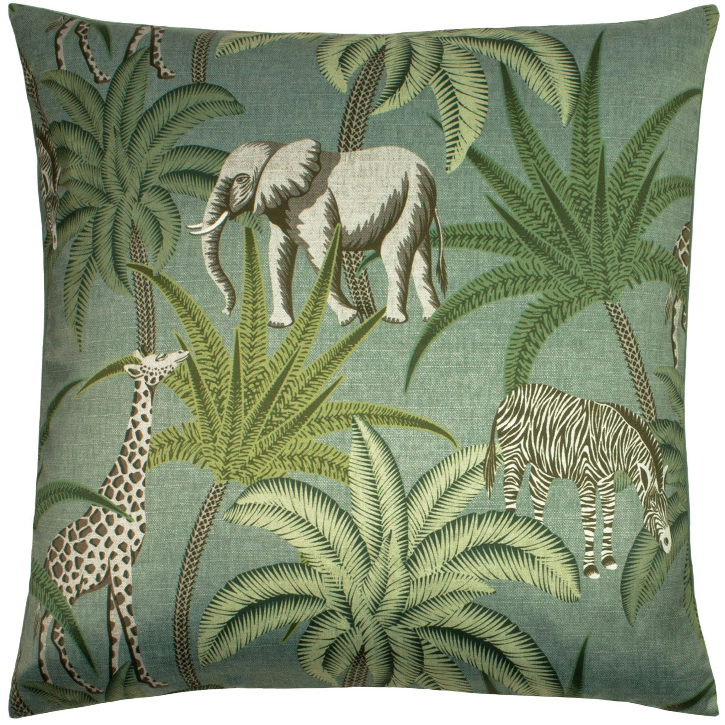 Paoletti Green Jungle Parade Cushion Cover - One Size - 100% Polyester