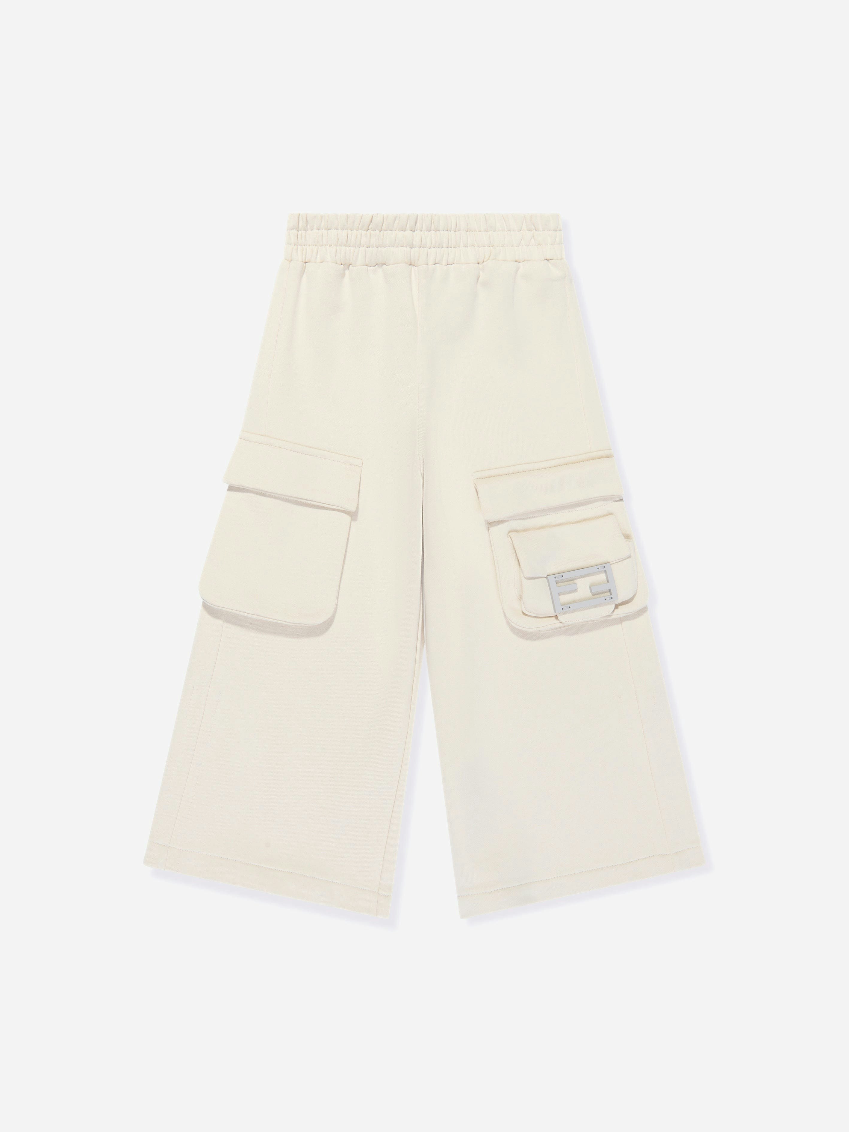 Fendi Kids Girls Beige Fendi Baguette Pocket Trousers In - 8 Yrs